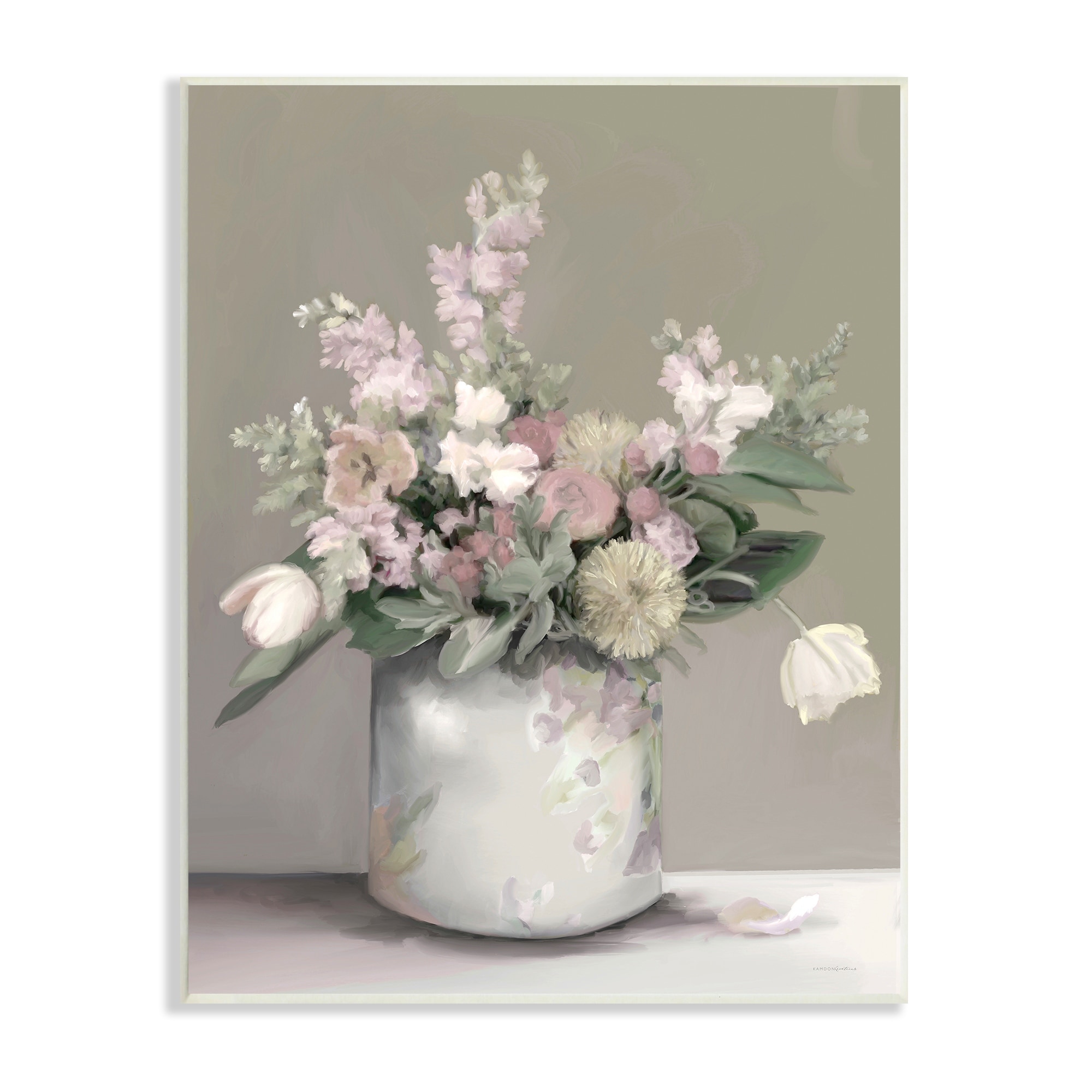 Stupell Industries Timeless Flower Bouquet Assorted Blossoms Patterned Vase Painting Unframed Art Print Wall Art, Design by Kamdon Kreations