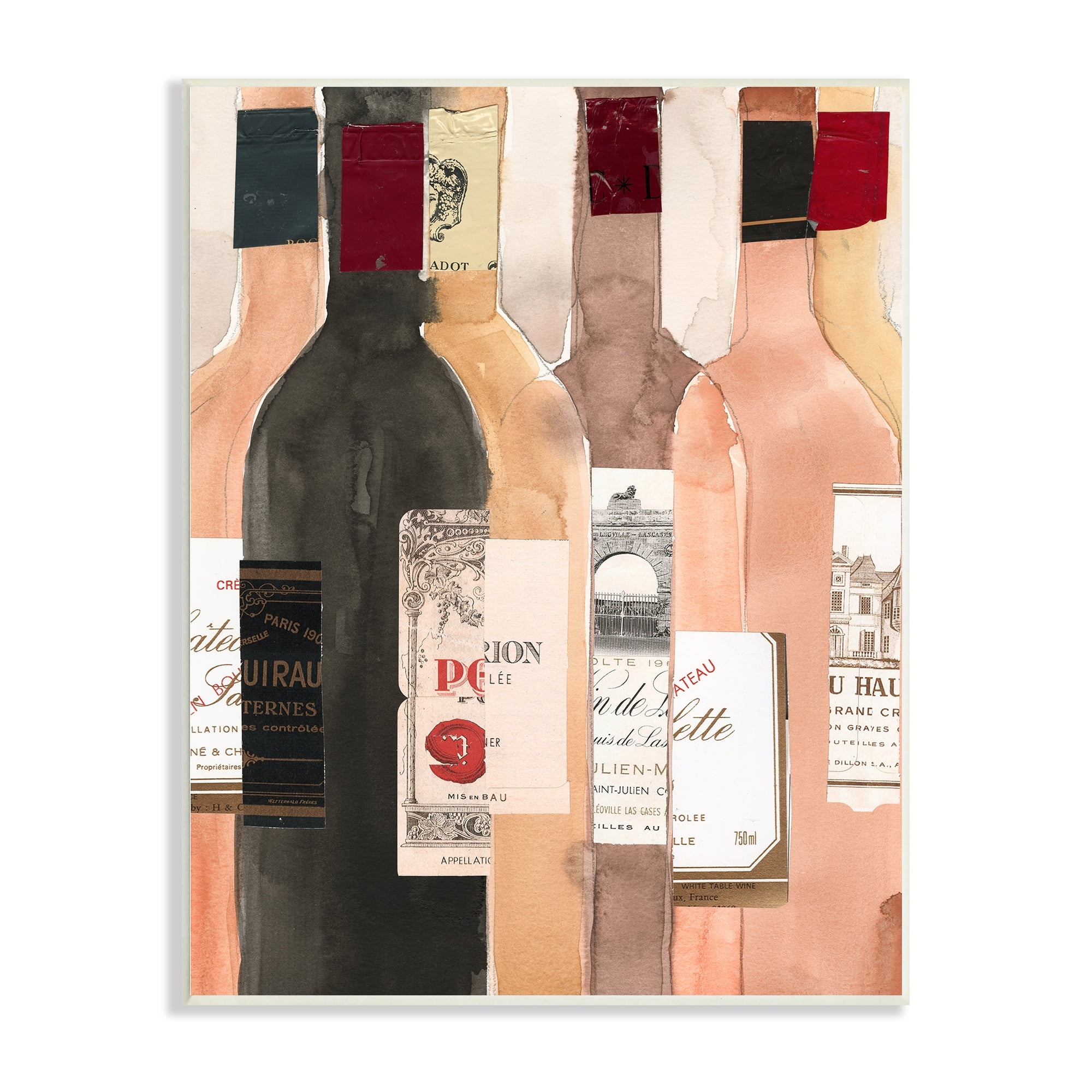 Stupell Industries Timeless Labeled Wine Champagne Bottles Vintage , 10 x 15, Design by Samuel Dixon