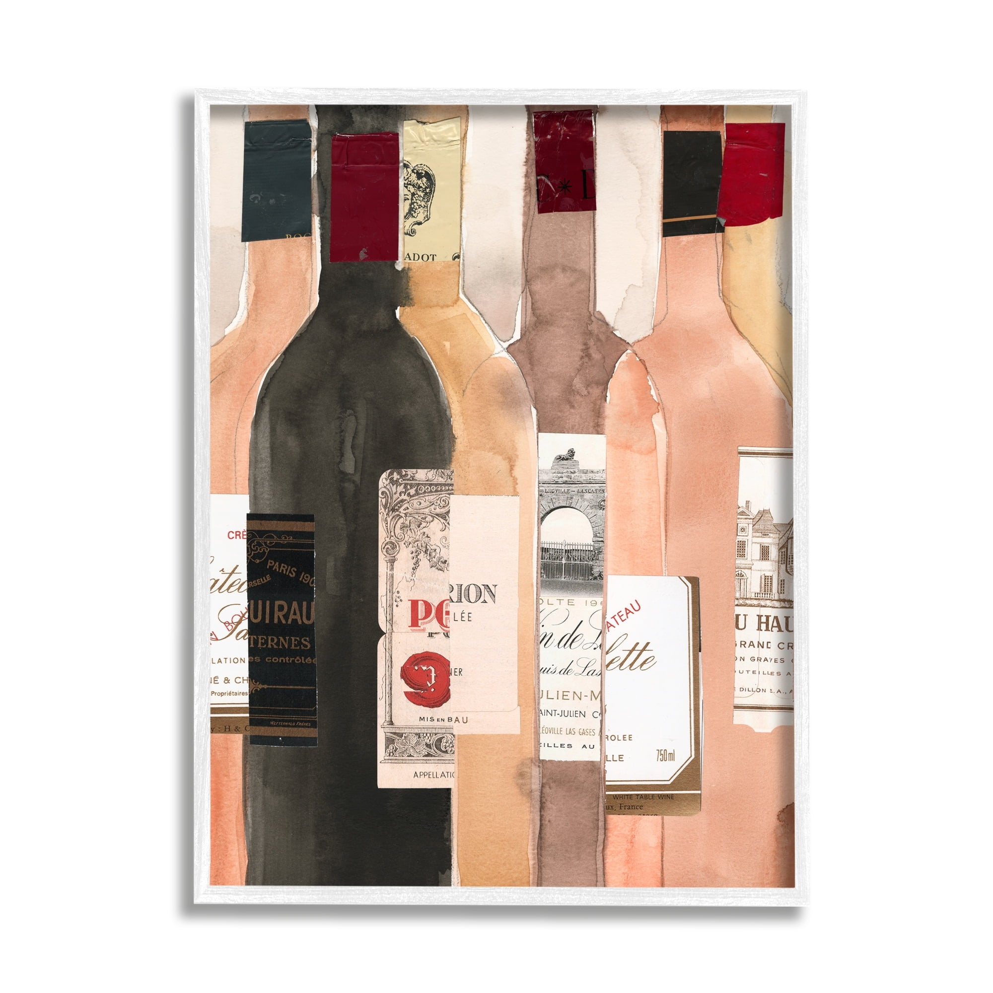 Stupell Industries Timeless Labeled Wine Champagne Bottles Vintage , 11 x 14, Design by Samuel Dixon