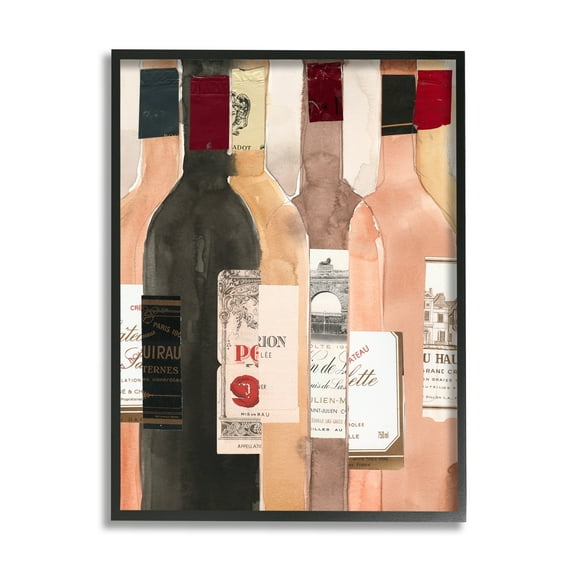 Stupell Industries Timeless Labeled Wine Champagne Bottles Vintage , 24 x 30, Design by Samuel Dixon
