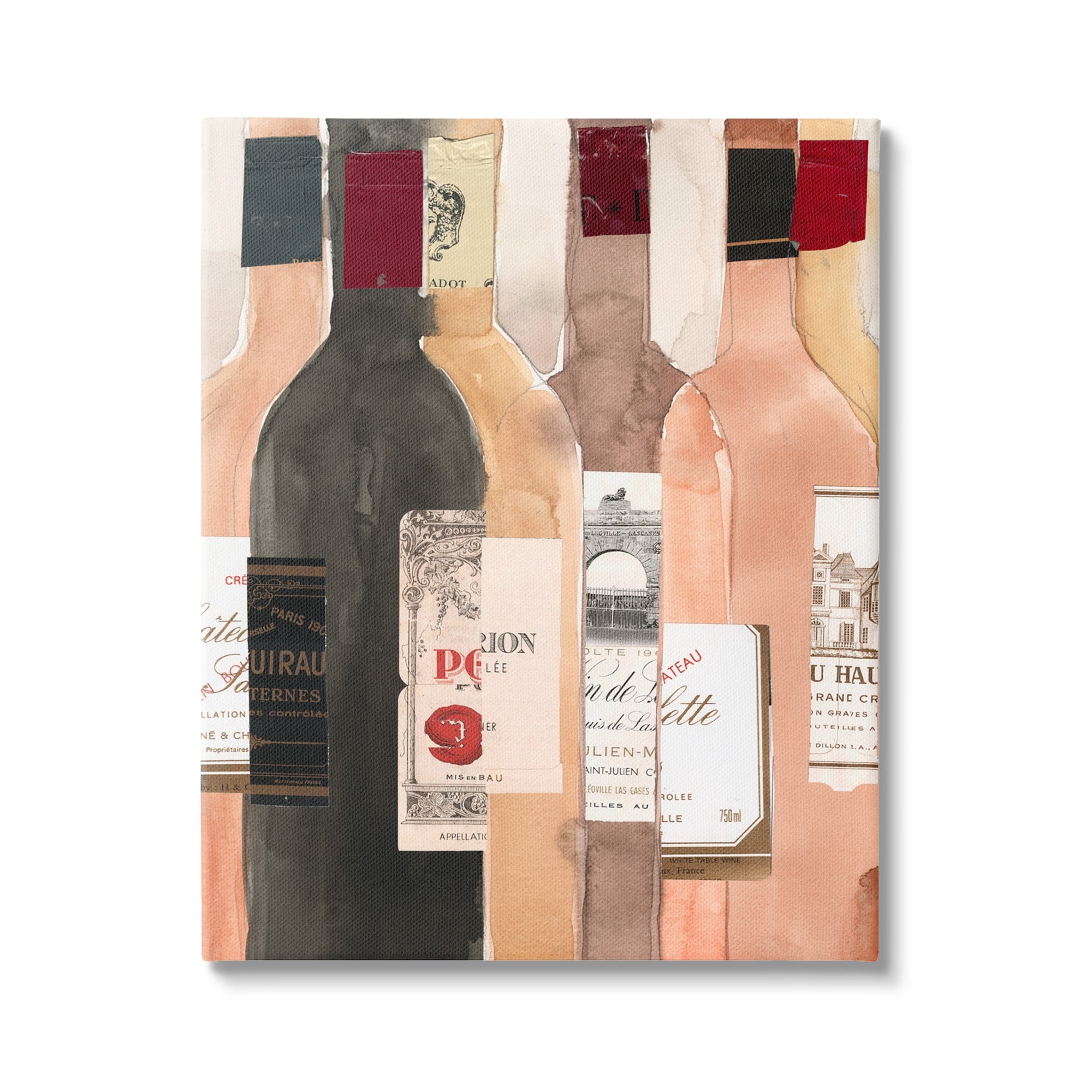Stupell Industries Timeless Labeled Wine Champagne Bottles Vintage , 24 x 30, Design by Samuel Dixon