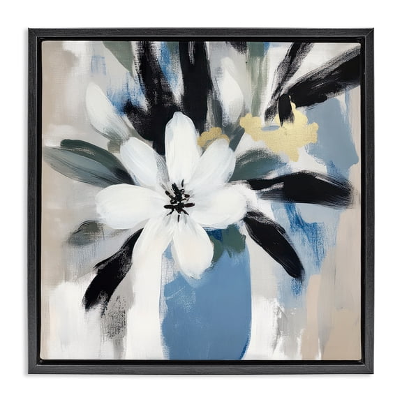 Stupell Industries Timeless Modern Flower Bouquet Black Framed Floater Canvas Wall Art design by Mona Grace, 25 x 25