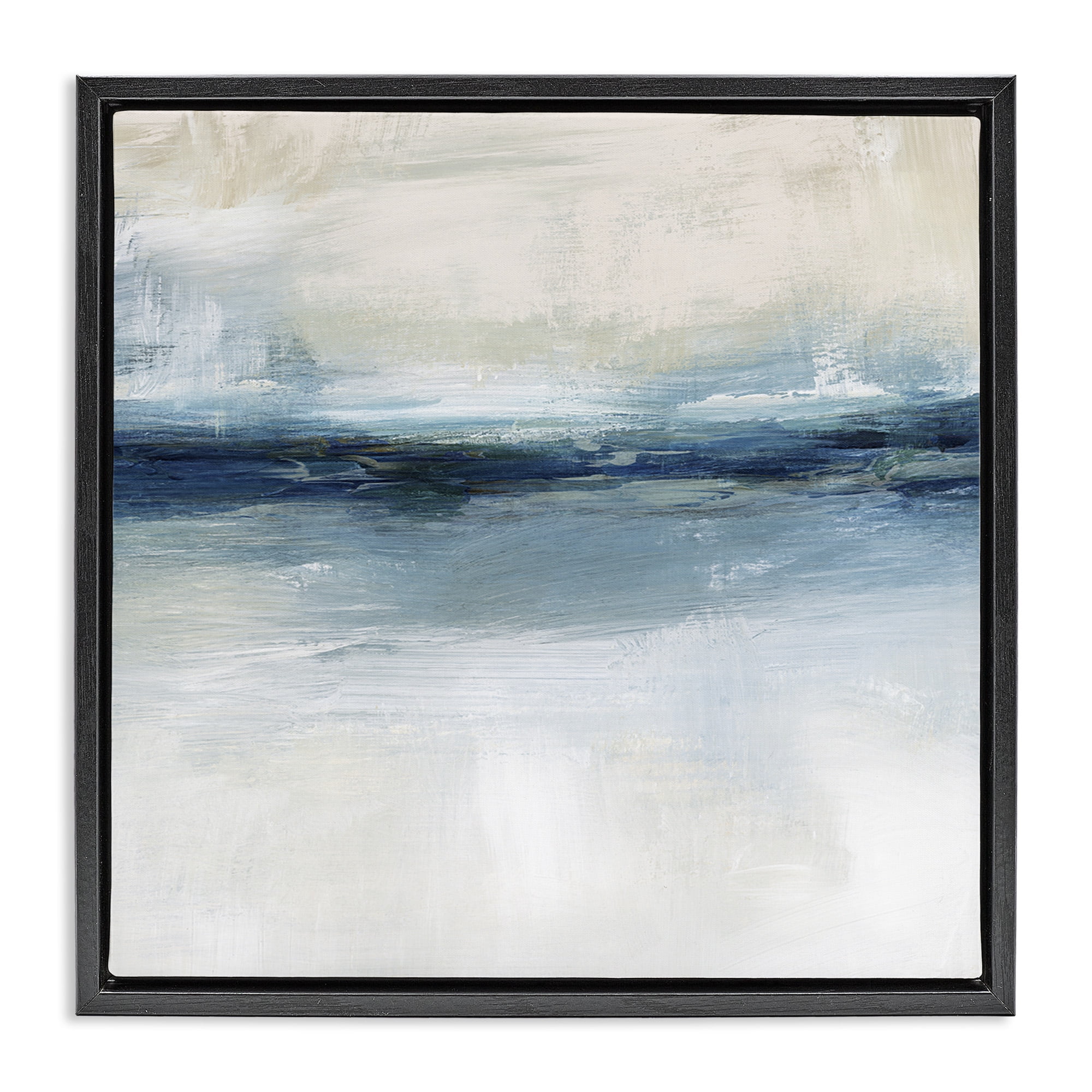 Stupell Industries Timeless Nautical Gloomy Sea Abstract Abstract Painting Black Floater Framed Canvas Art Print Wall Art, 25 x 25
