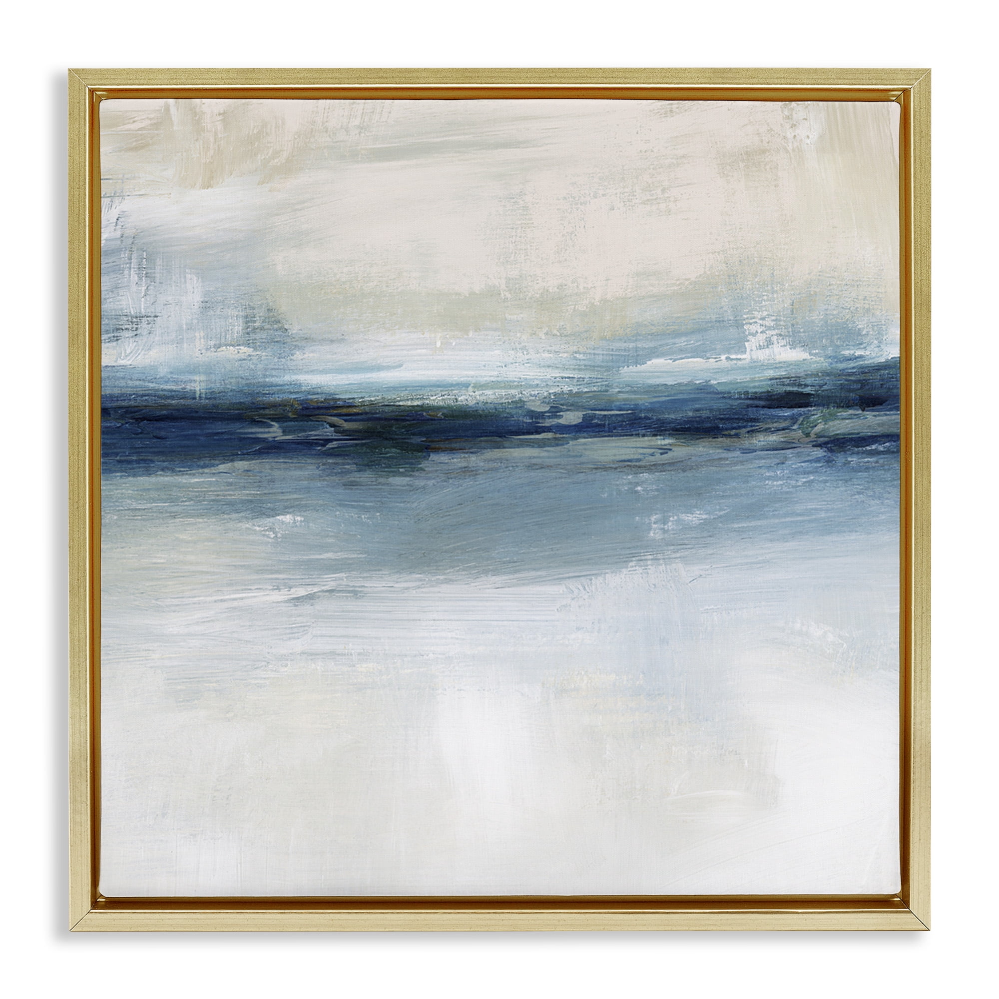 Stupell Industries Timeless Nautical Gloomy Sea Abstract Abstract Painting Gold Floater Framed Canvas Art Print Wall Art, 18 x 18