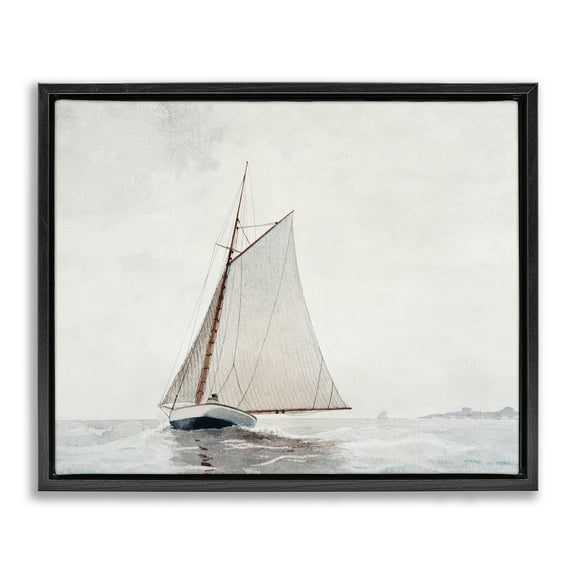 Stupell Industries Timeless Sea Vessel Transportation Painting Black Floater Framed Canvas Art Print Wall Art, 21 x 17