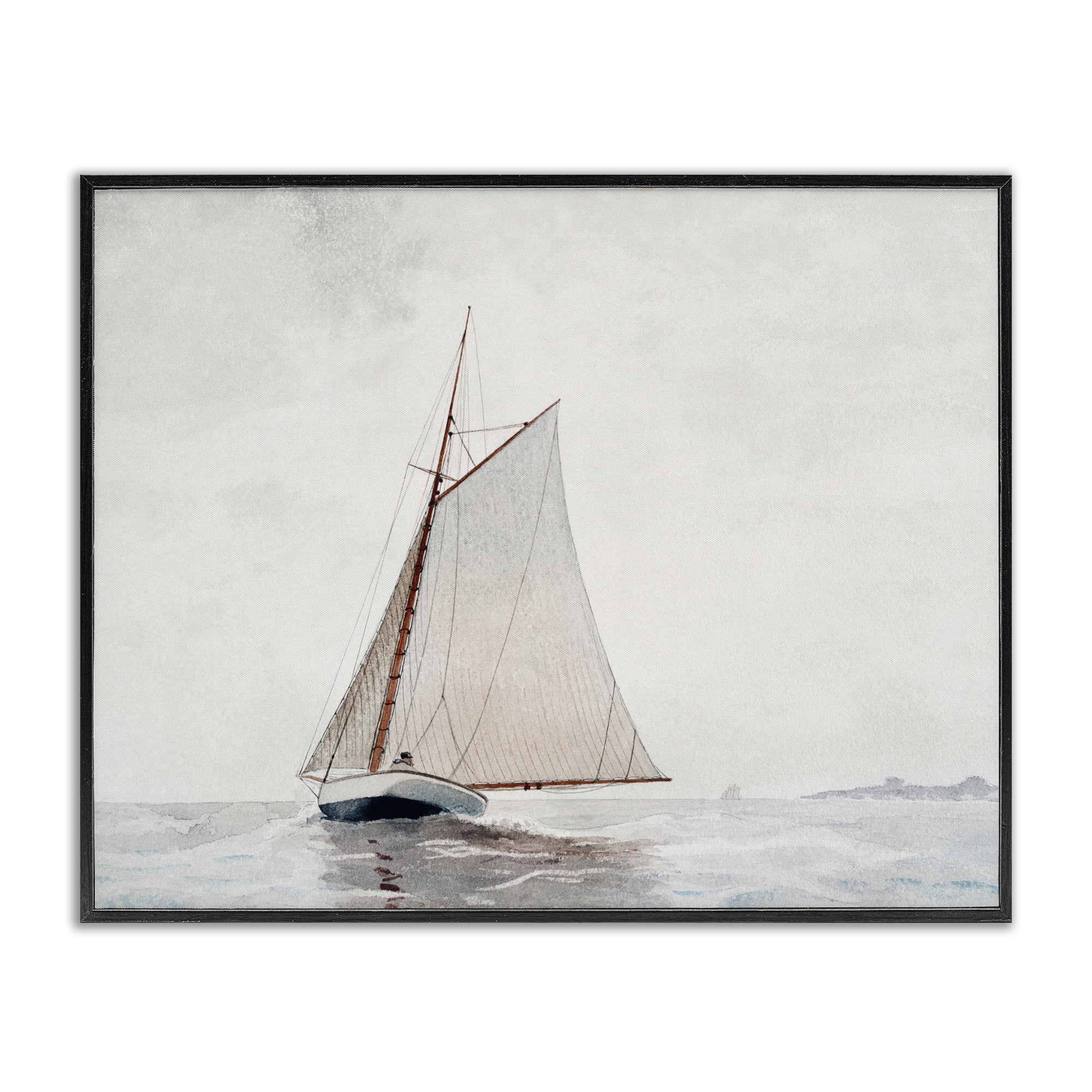 Stupell Industries Timeless Sea Vessel Transportation Painting Black Framed Art Print Wall Art, 14 x 11