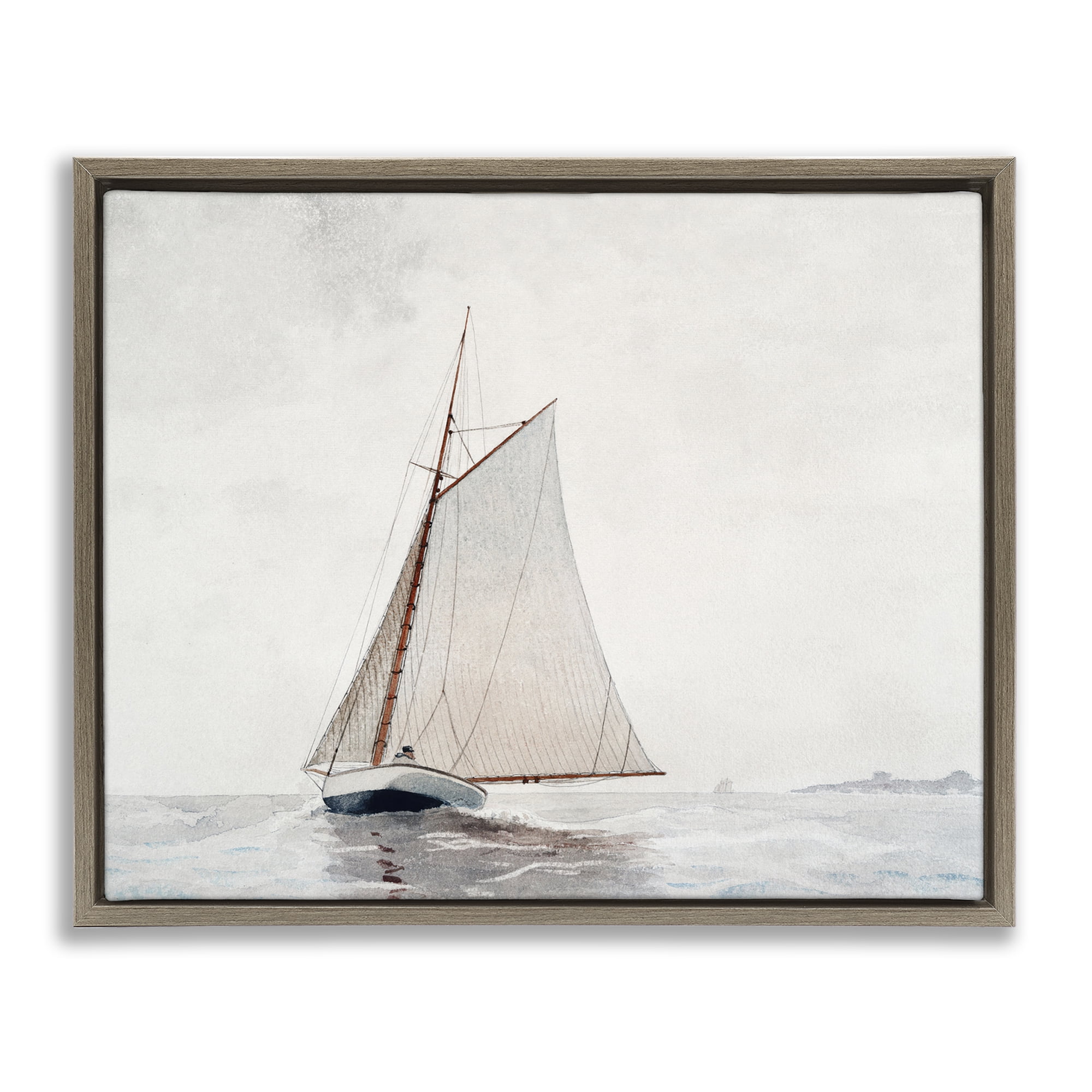 Stupell Industries Timeless Sea Vessel Transportation Painting Brown Floater Framed Canvas Art Print Wall Art, 21 x 17