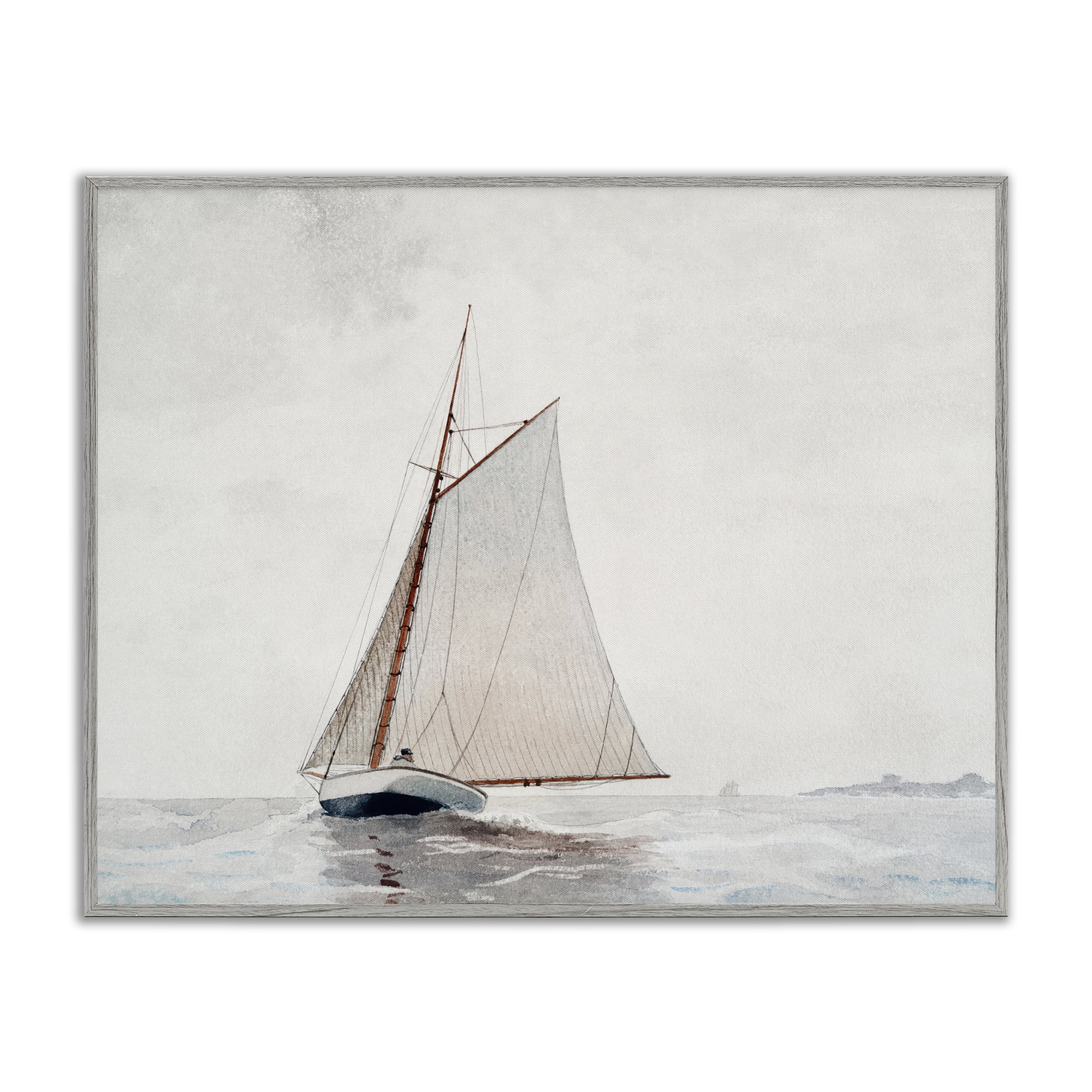 Stupell Industries Timeless Sea Vessel Transportation Painting Gray Framed Art Print Wall Art, 30 x 24