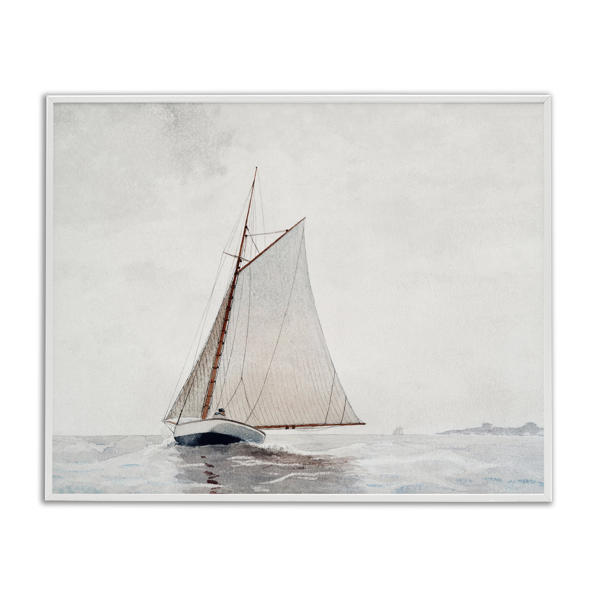 Stupell Industries Timeless Sea Vessel Transportation Painting White Framed Art Print Wall Art, 20 x 16