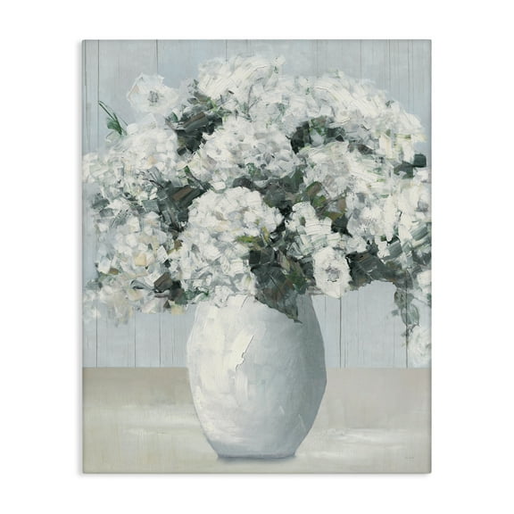 Stupell Industries Timeless White Flower Vase Floral Painting Wrapped Canvas Canvas Art Print Wall Art, 16 x 20