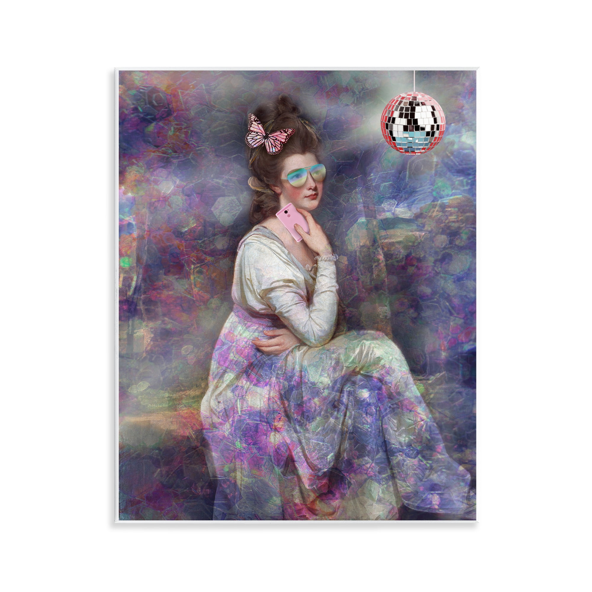 Stupell Industries Timeless Woman with Disco Ball Novelty & Humor Painting Unframed Art Print Wall Art, 11 x 14