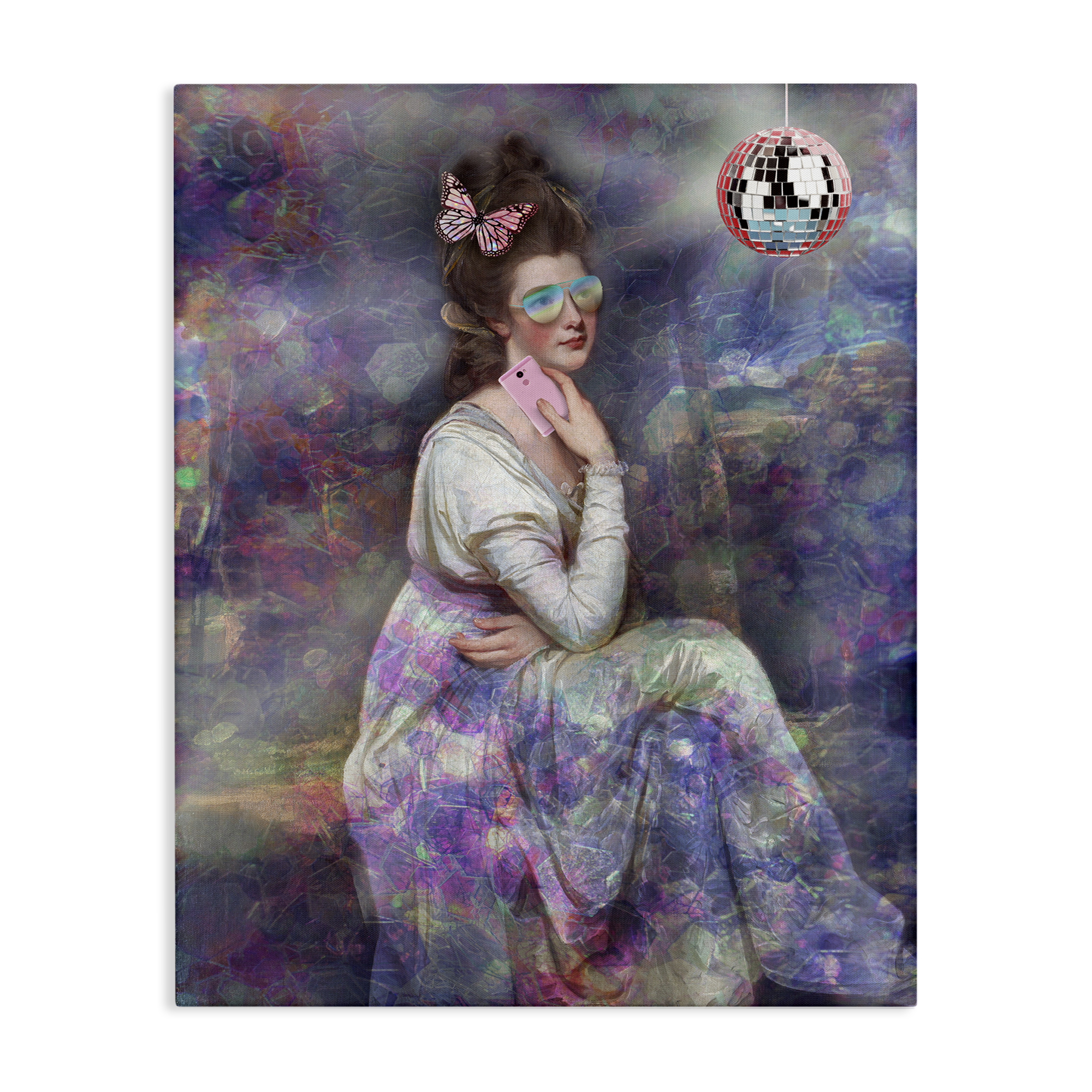 Stupell Industries Timeless Woman with Disco Ball Novelty & Humor Painting Wrapped Canvas Art Print Wall Art, 24 x 30