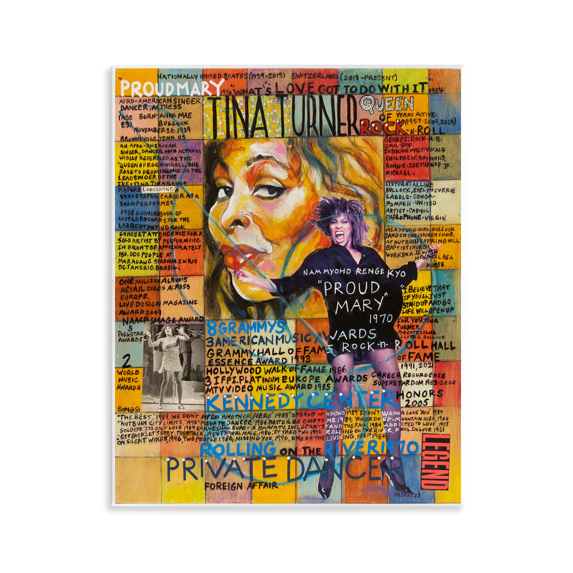 Stupell Industries Tina Turner Collage People Drawing Unframed Art Print Wall Art, 11 x 14