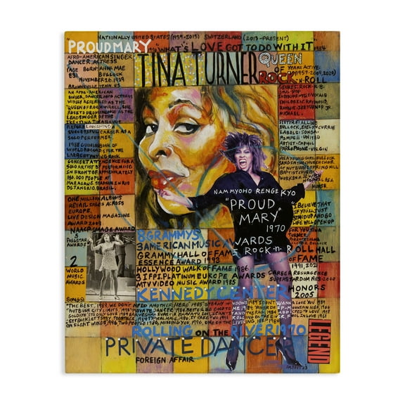 Stupell Industries Tina Turner Collage People Drawing Wrapped Canvas Art Print Wall Art, 16 x 20