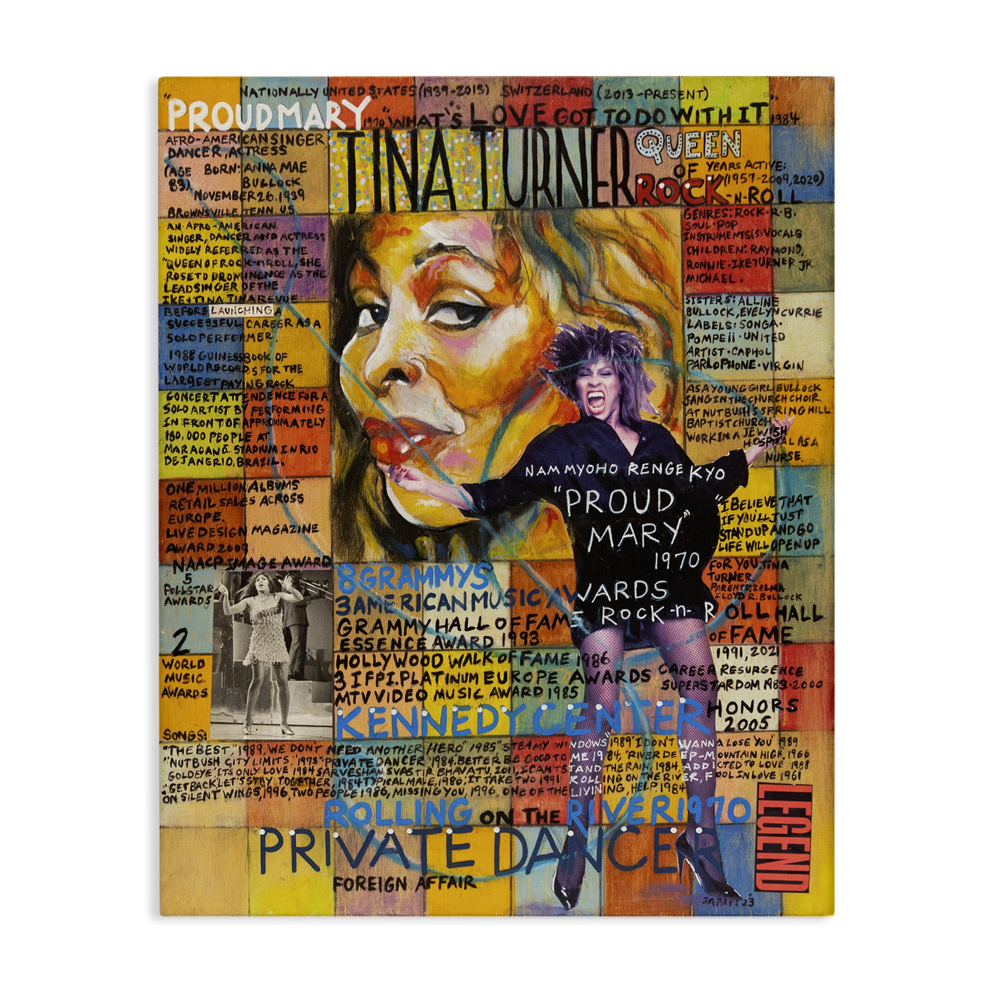 Stupell Industries Tina Turner Collage People Drawing Wrapped Canvas Art Print Wall Art, 24 x 30