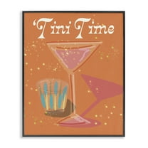 Stupell Industries Tini Time Cocktail Food & Beverage Painting Black Framed Art Print Wall Art, 11 x 14