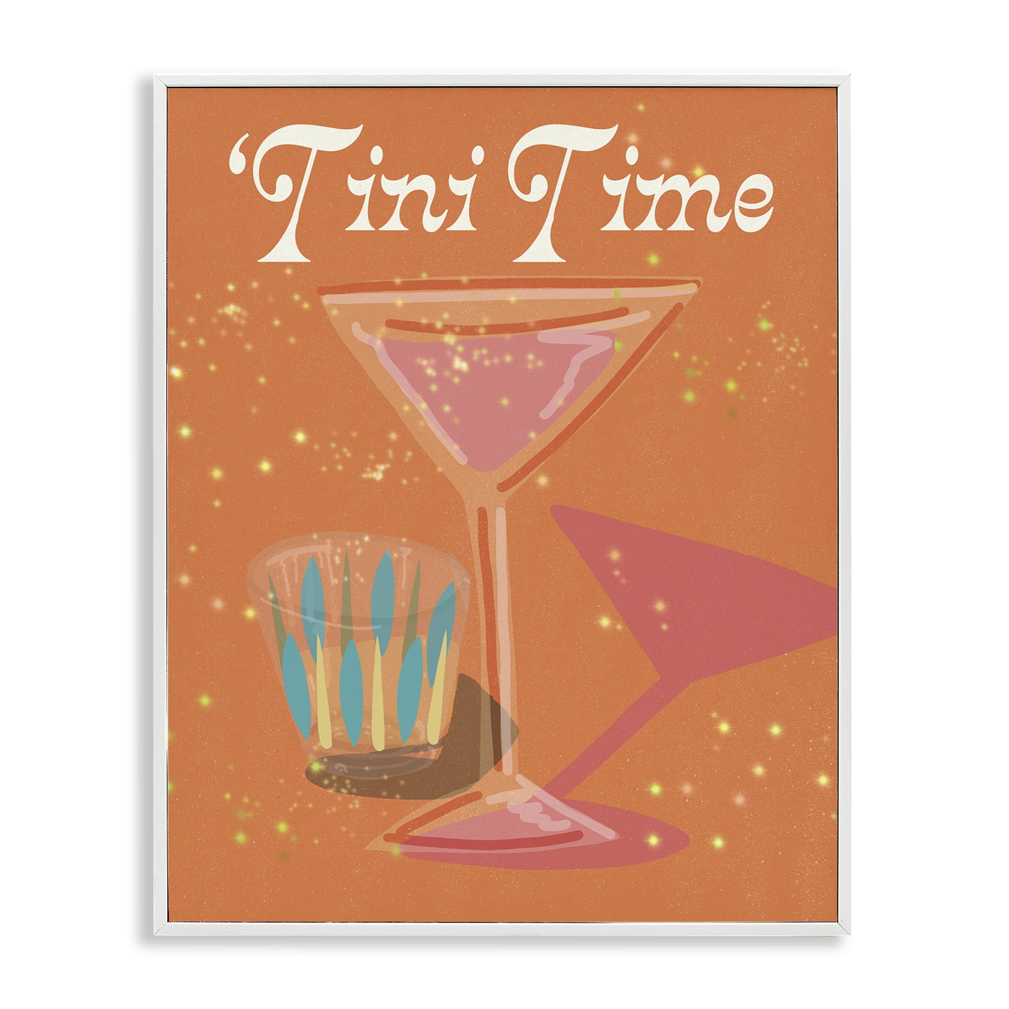 Stupell Industries Tini Time Cocktail Food & Beverage Painting White Framed Art Print Wall Art, 16 x 20