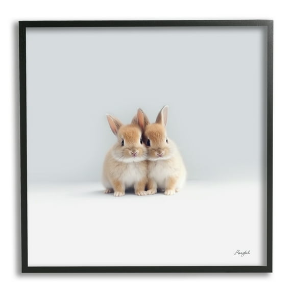 Stupell Industries Tiny Baby Bunnies Pair Animals & Insects Painting Black Framed Art Print Wall Art, 12 x 12