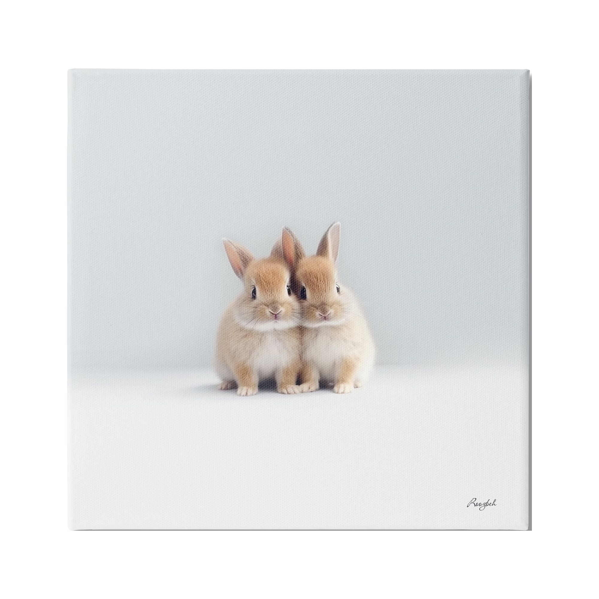 Stupell Industries Tiny Baby Bunnies Pair Animals & Insects Painting Gallery Wrapped Canvas Art Print Wall Art, 24 x 24