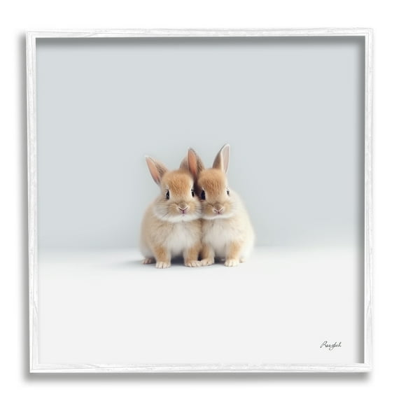 Stupell Industries Tiny Baby Bunnies Pair Animals & Insects Painting White Framed Art Print Wall Art, 12 x 12