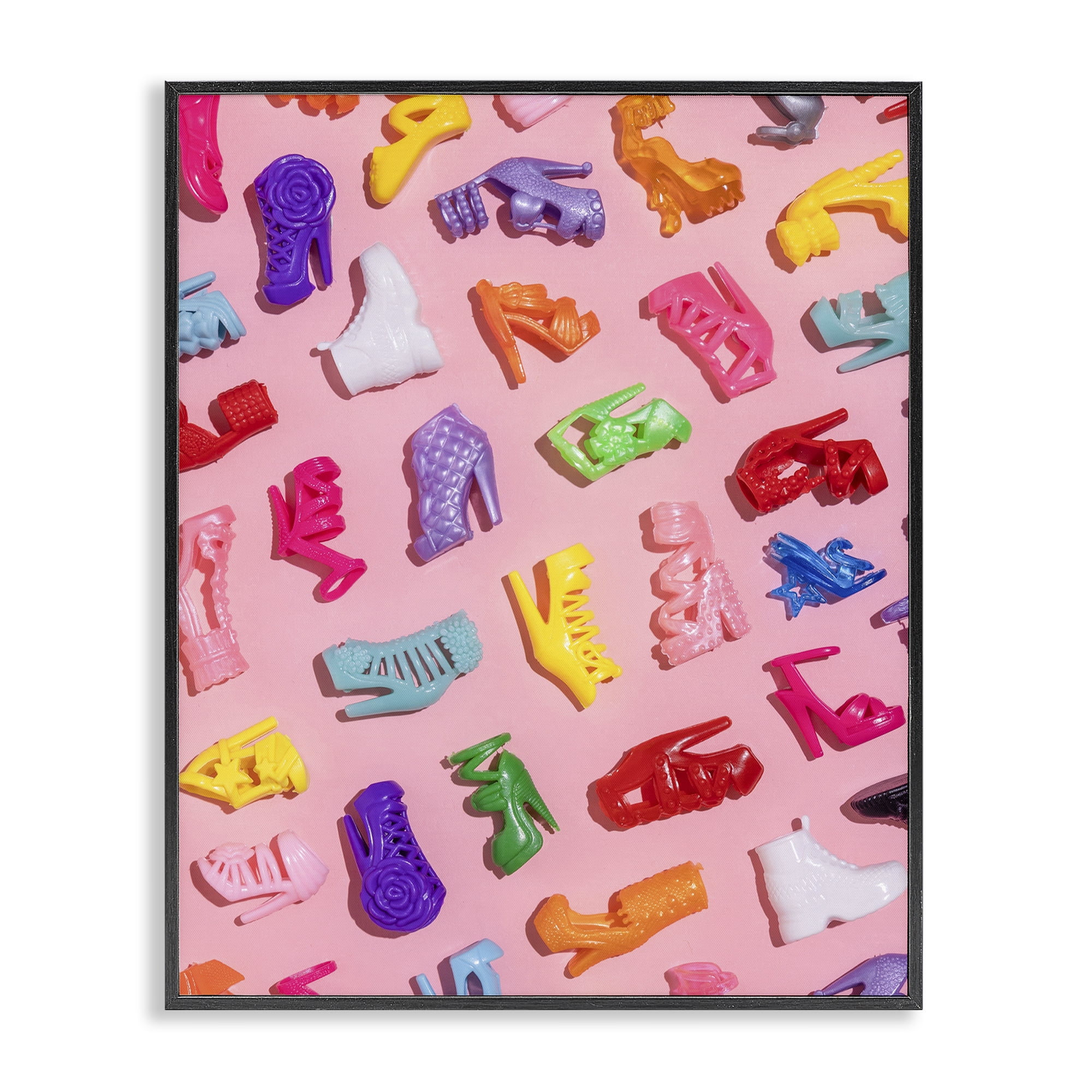 Stupell Industries Tiny Colorful Doll Shoes Black Framed Giclee Art, design by LISH Creative