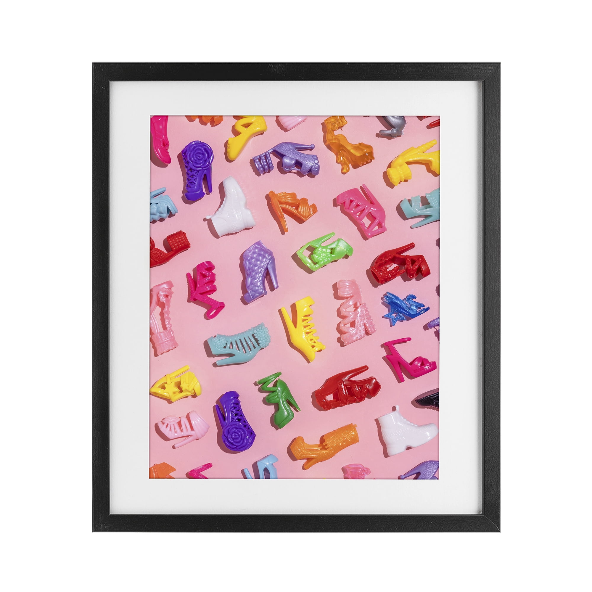 Stupell Industries Tiny Colorful Doll Shoes Black Framed Print Under Glass, design by LISH Creative