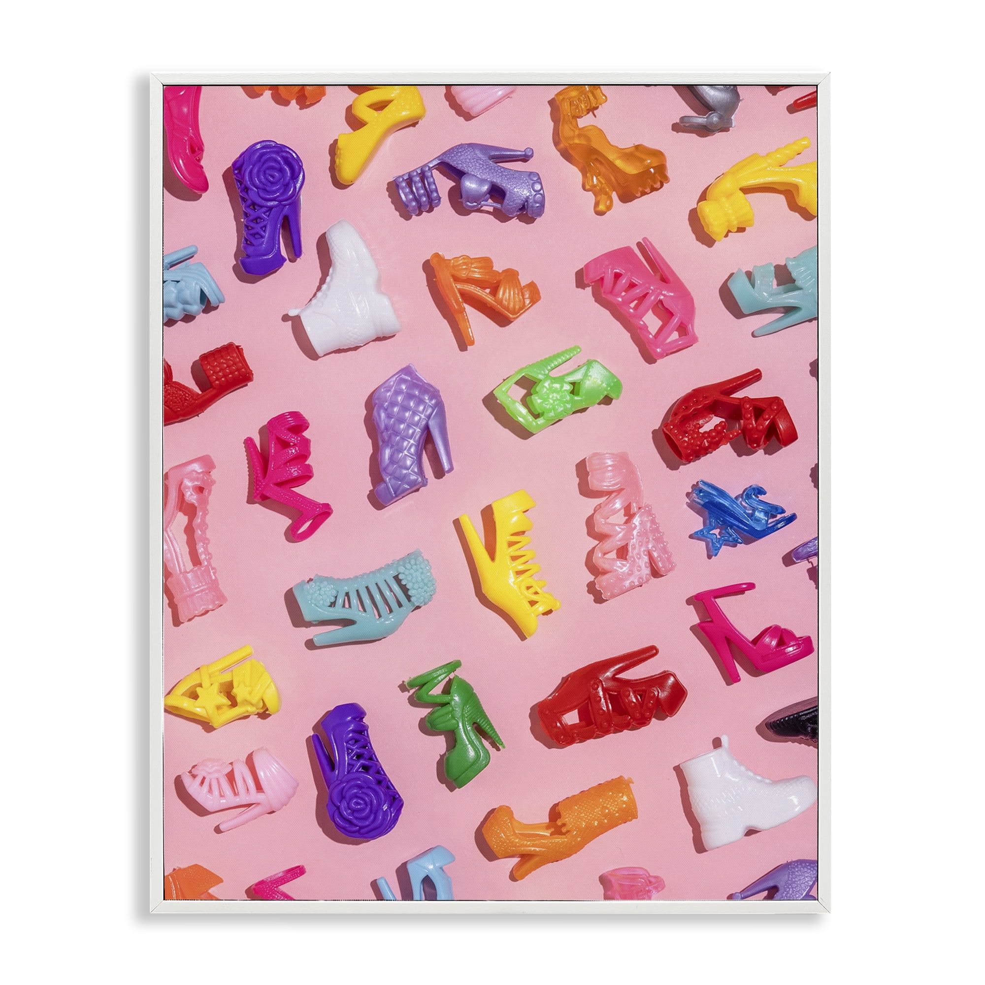 Stupell Industries Tiny Colorful Doll Shoes White Framed Giclee Art, design by LISH Creative