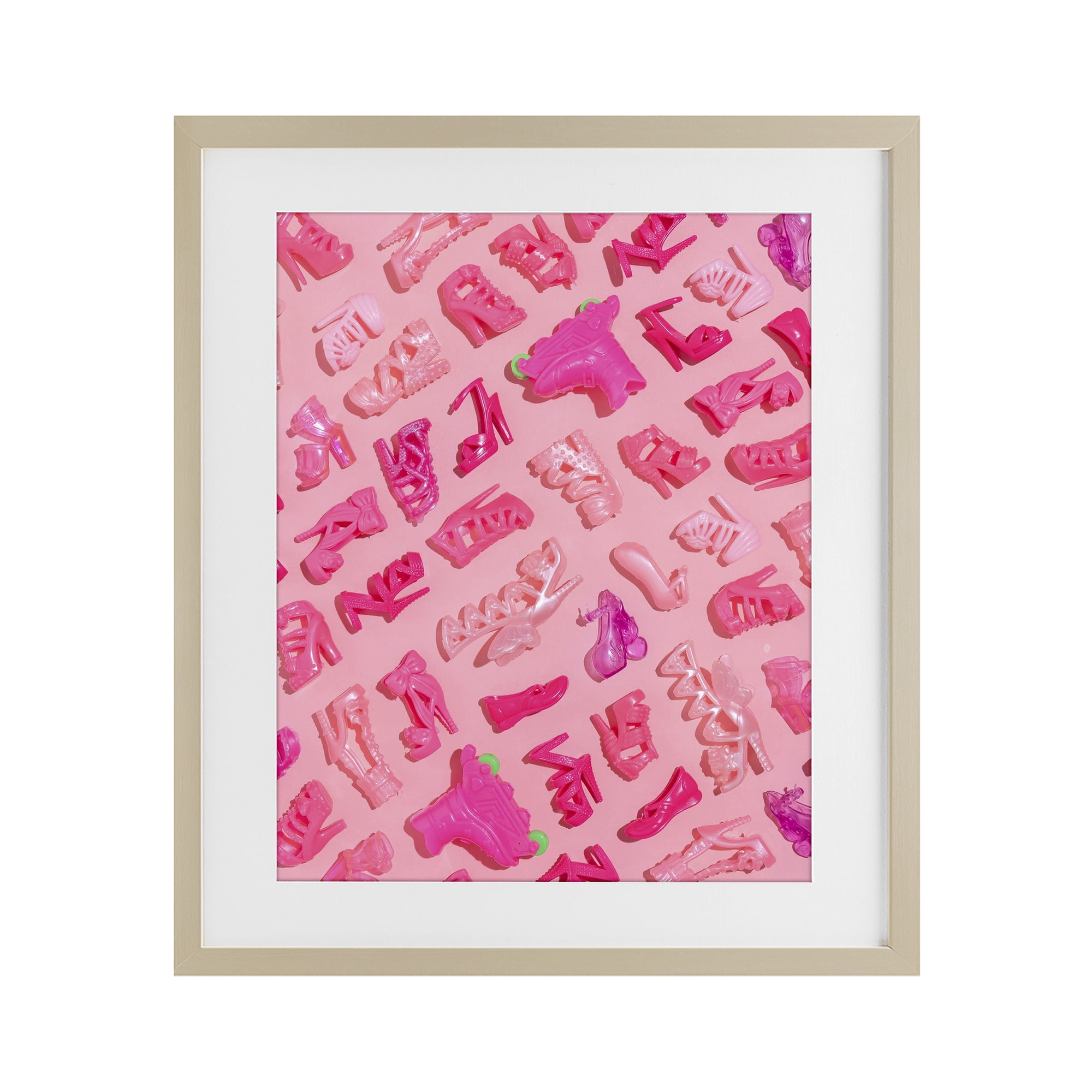 Stupell Industries Tiny Doll Shoes Pink Birch Framed Print Under Glass, design by LISH Creative