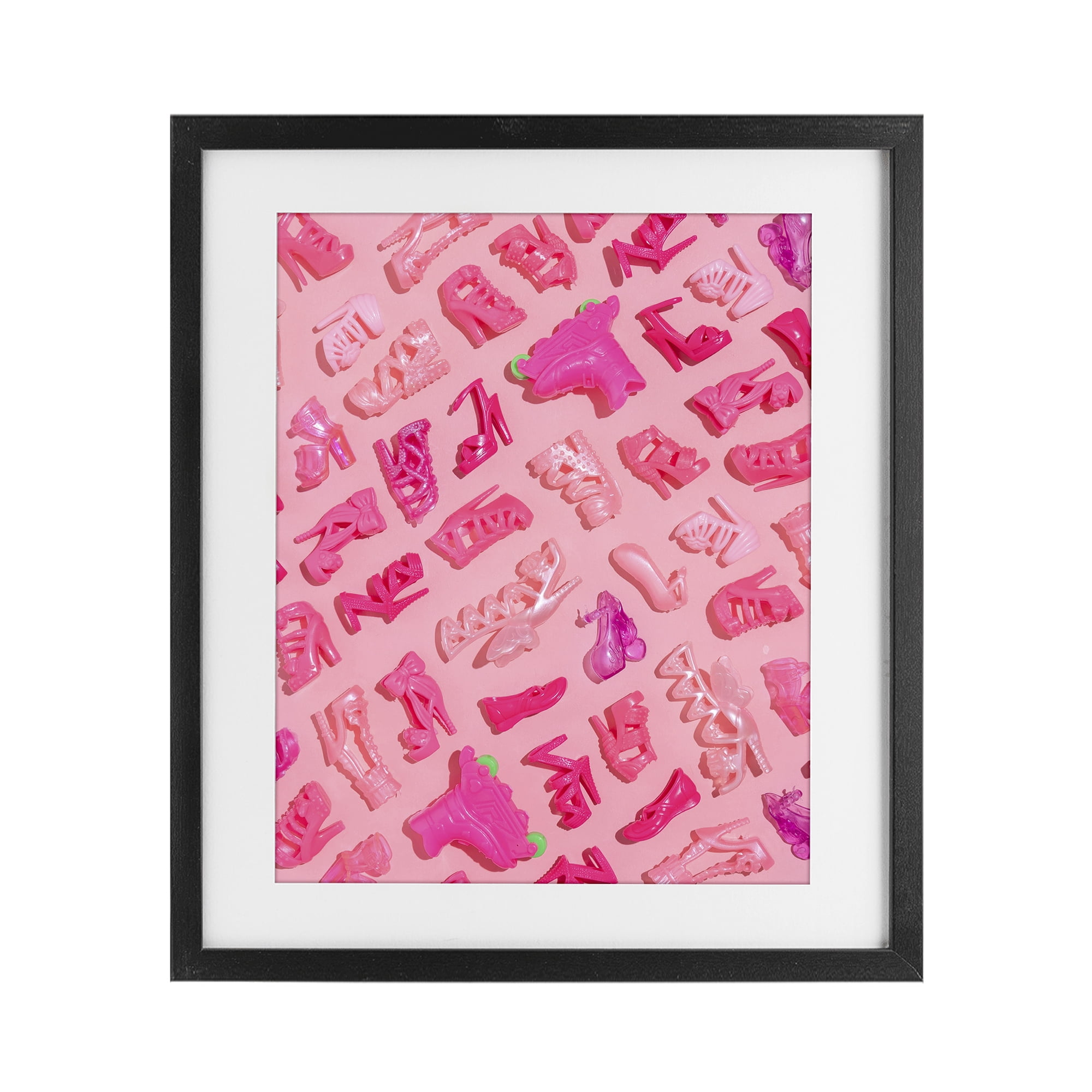 Stupell Industries Tiny Doll Shoes Pink Black Framed Print Under Glass, design by LISH Creative