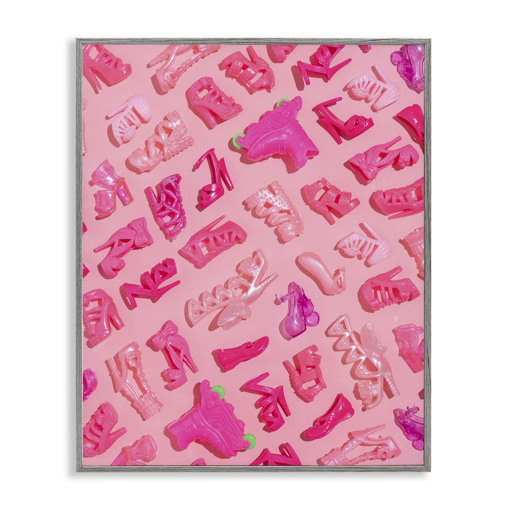 Stupell Industries Tiny Doll Shoes Pink Gray Framed Giclee Art, design by LISH Creative