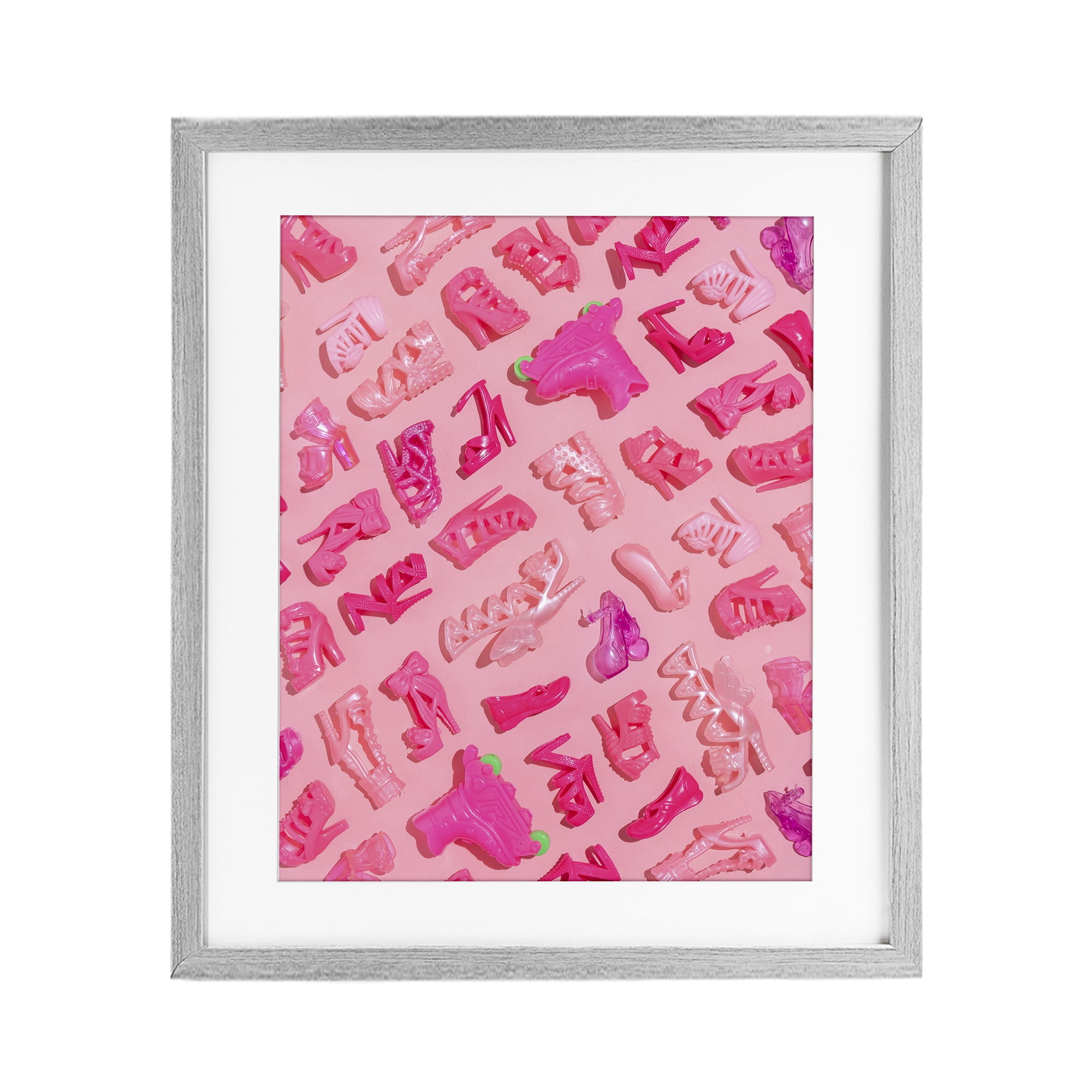 Stupell Industries Tiny Doll Shoes Pink Gray Framed Print Under Glass, design by LISH Creative