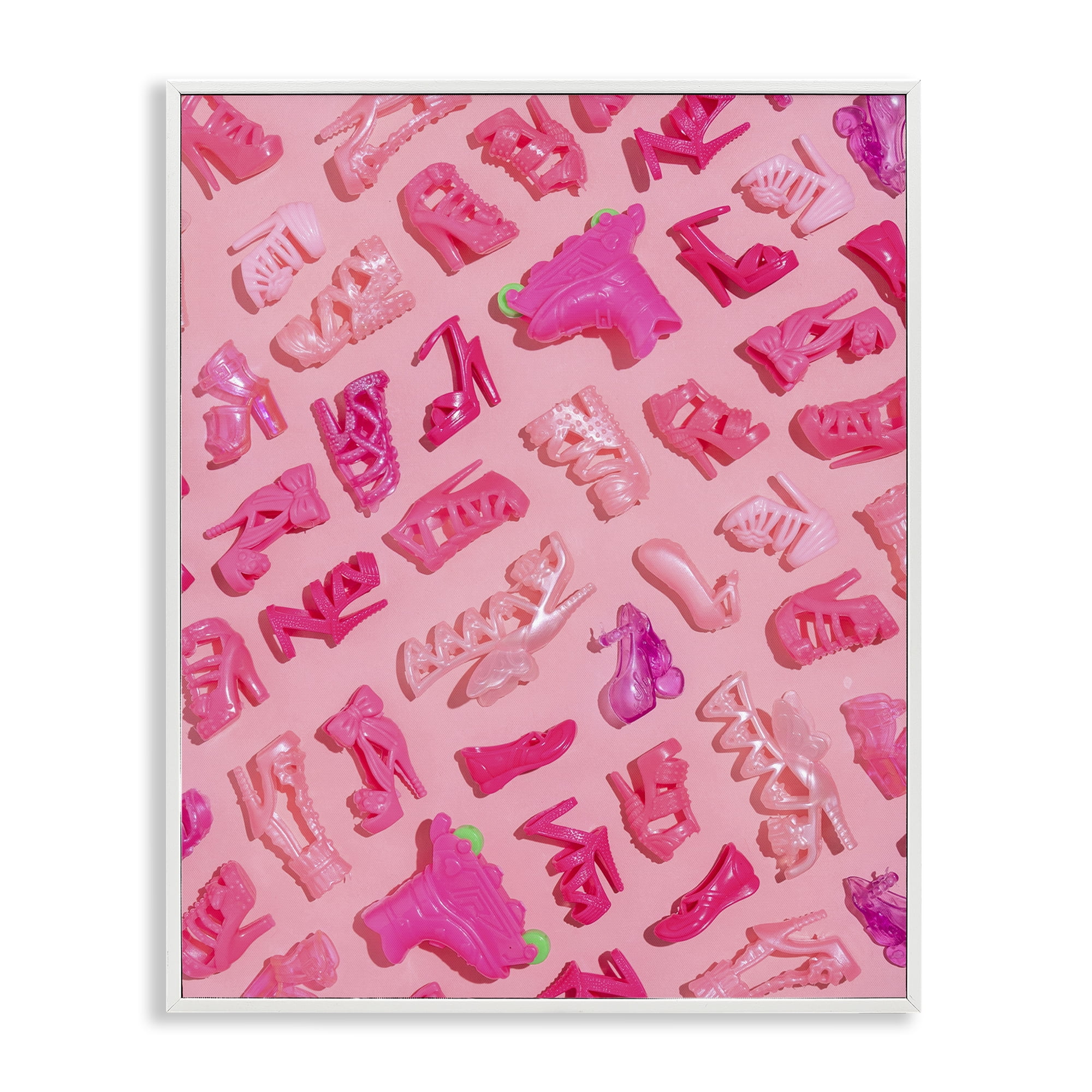 Stupell Industries Tiny Doll Shoes Pink White Framed Giclee Art, design by LISH Creative