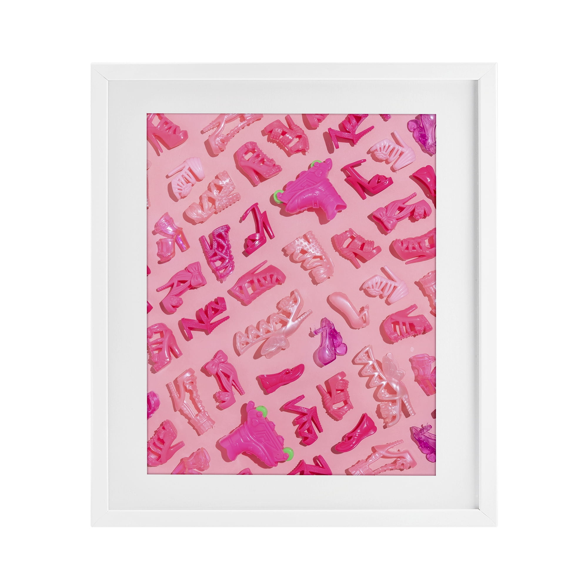 Stupell Industries Tiny Doll Shoes Pink White Framed Print Under Glass, design by LISH Creative