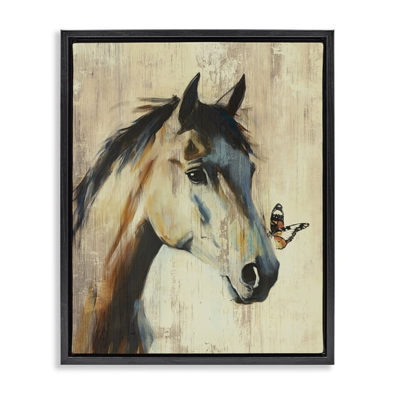 Stupell Industries Contemporary Tiny Magic Horse & Butterfly Black Floating Frame Canvas Art, 25 x 31, by Svetlana Aleynikova
