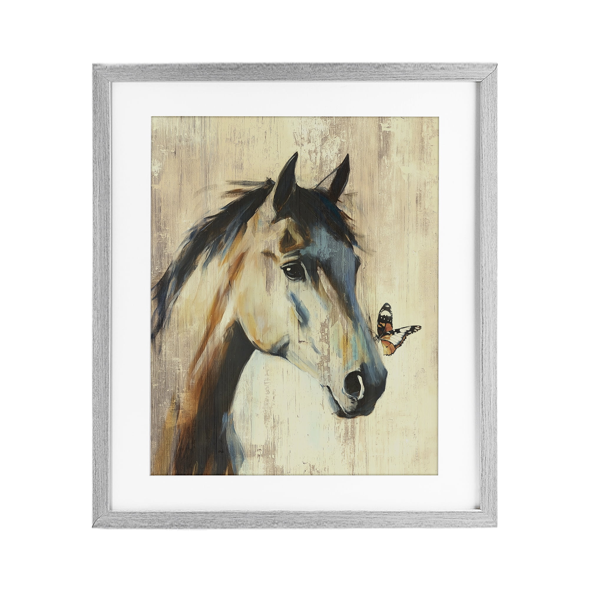 Stupell Industries Tiny Magic Horse & Butterfly Gray Framed Print Under Glass, design by Svetlana Aleynikova