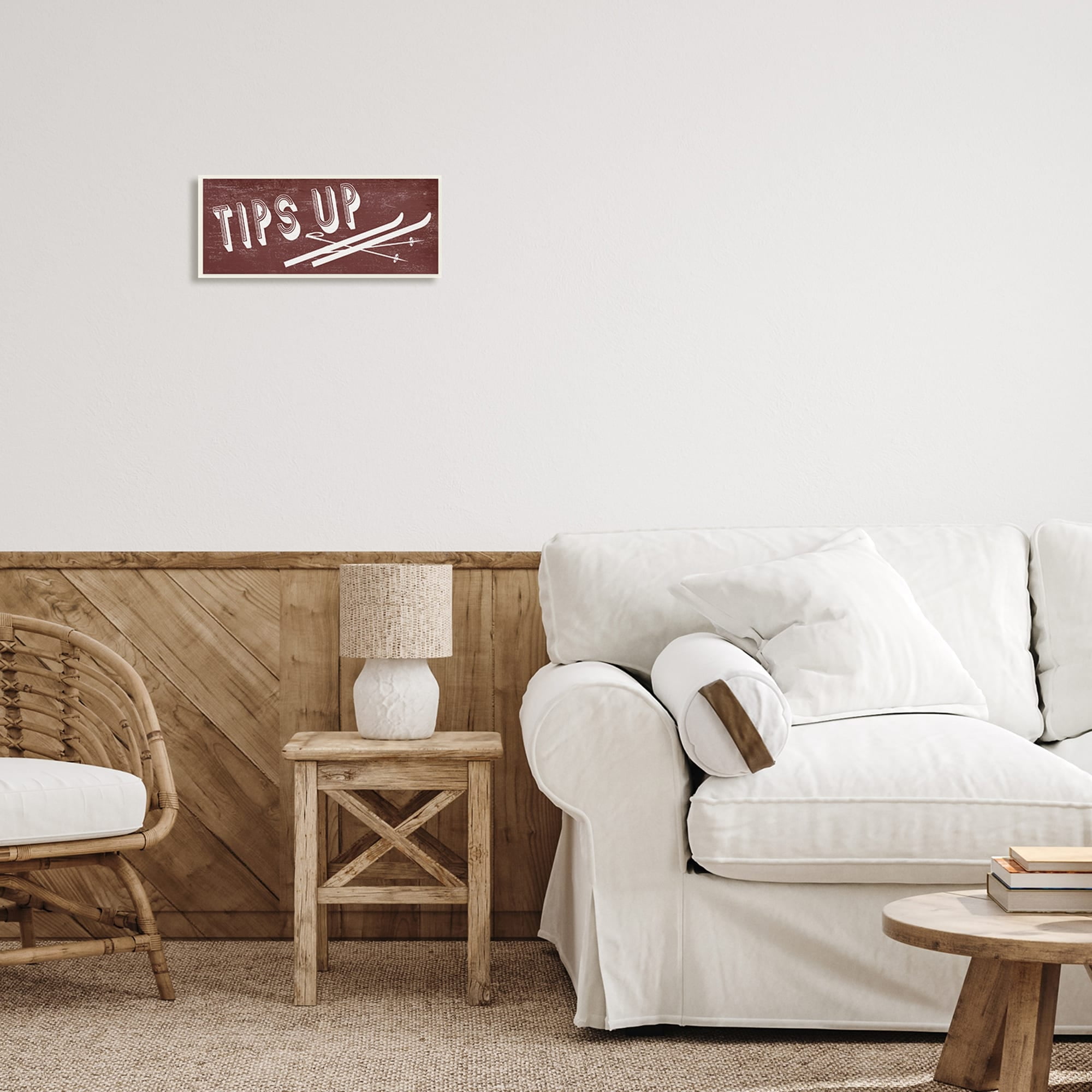 Stupell Industries Tips Up Phrase Retro Typography Ski Winter Sport, 17 x 7, Design by Daphne Polselli