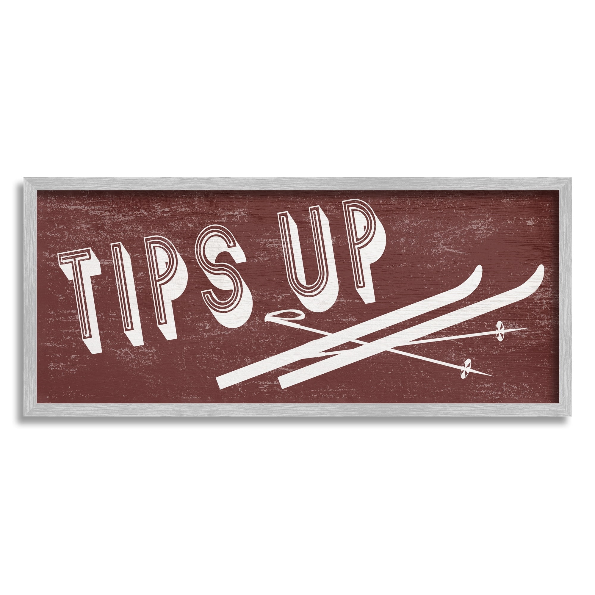 Stupell Industries Tips Up Phrase Retro Typography Ski Winter Sport, 30 x 13, Design by Daphne Polselli