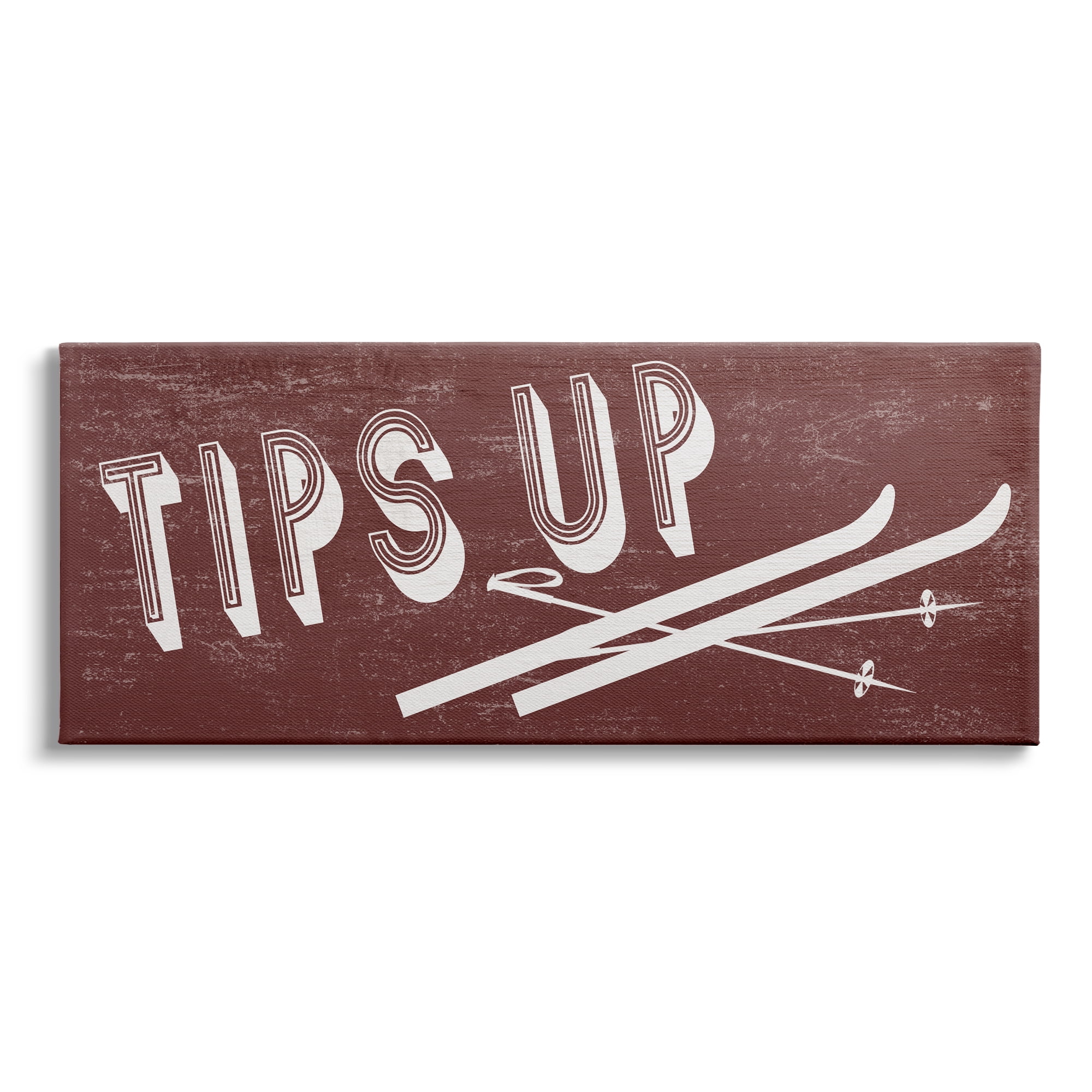 Stupell Industries Tips Up Phrase Retro Typography Ski Winter Sport, 40 x 17, Design by Daphne Polselli