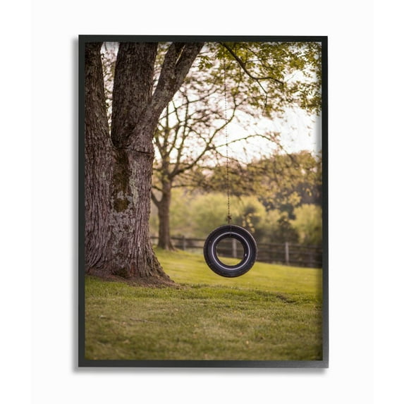 Stupell Industries Tire Swing Country Farm Landscape Photograph Black Framed Art Print Wall Art, 11x14, by Third and Wall