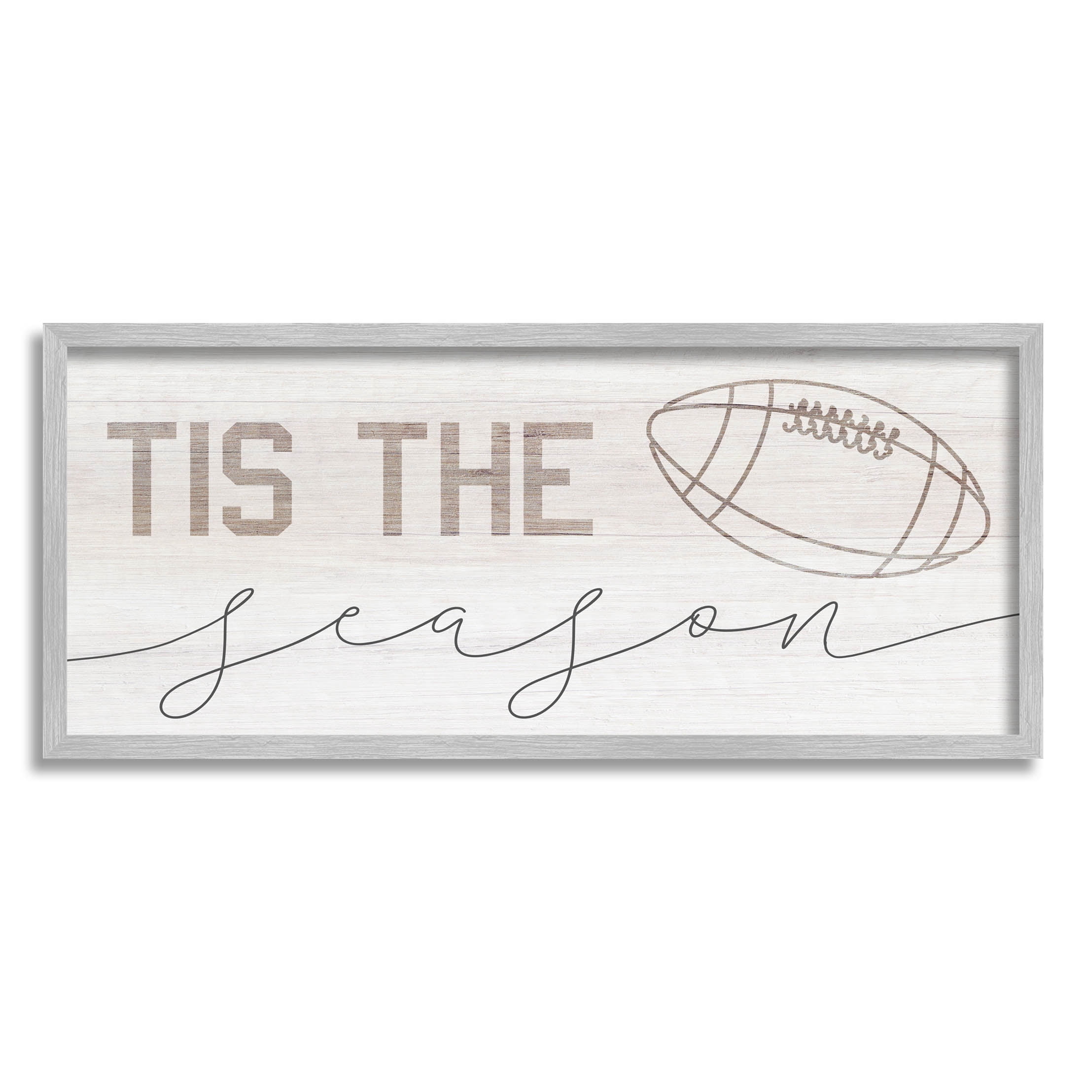 Stupell Industries Tis The Season Football Graphic Art Gray Framed Art Print Wall Art, Design by Lil' Rue
