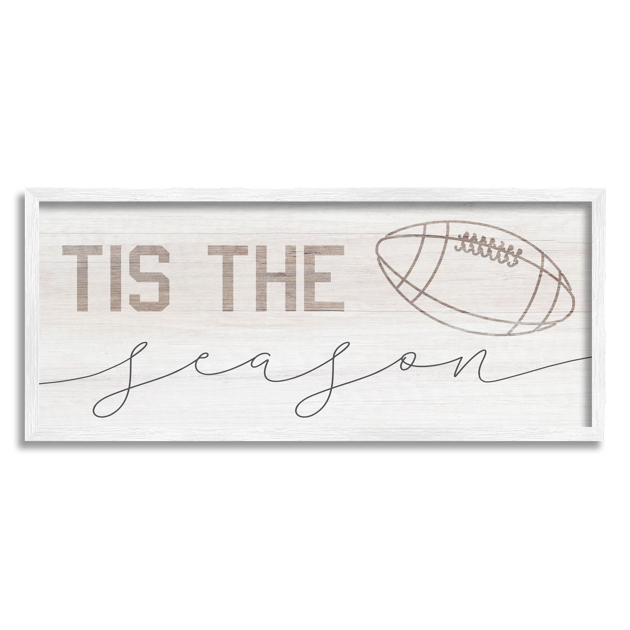 Stupell Industries Tis The Season Football Graphic Art White Framed Art Print Wall Art, Design by Lil' Rue