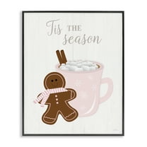 Stupell Industries Tis The Season Gingerbread Holiday Painting Black Framed Art Prints Wall Art, 11 x 14
