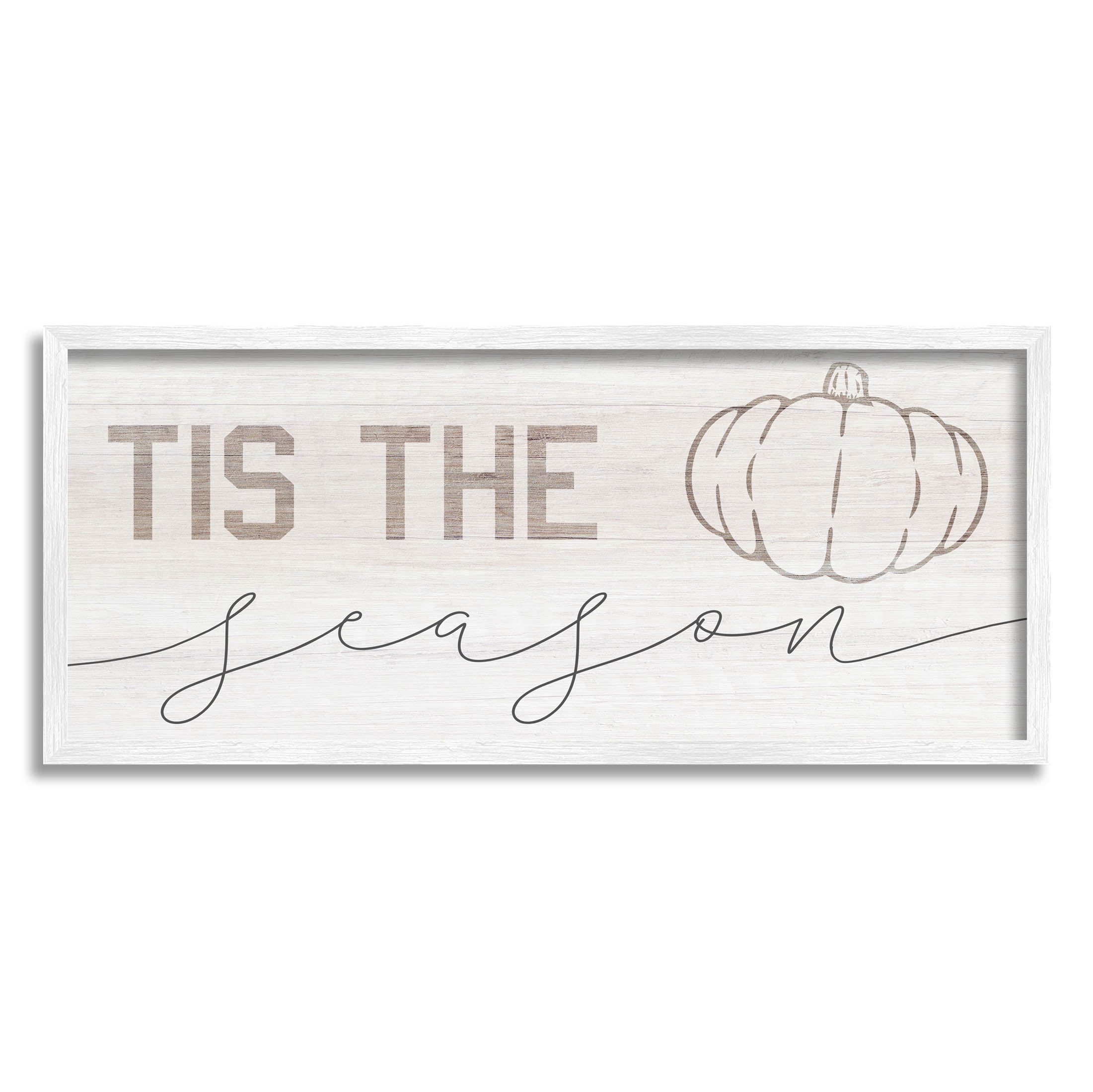 Stupell Industries Tis The Season Pumpkin Graphic Art White Framed Art Print Wall Art, Design by Lil' Rue