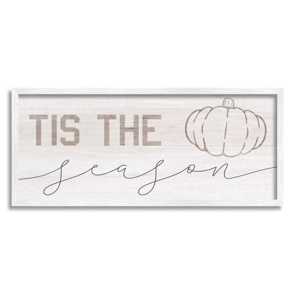 Stupell Industries Tis The Season Pumpkin Graphic Art White Framed Art Print Wall Art, Design by Lil' Rue