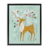 Stupell Industries Tis The Season Reindeer Holiday Painting Black Floater Framed Canvas Art Prints Wall Art, 17 x 21