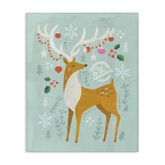 Stupell Industries Cottage Tis The Season Reindeer Canvas Art, 30 x 40, by Irene Chan