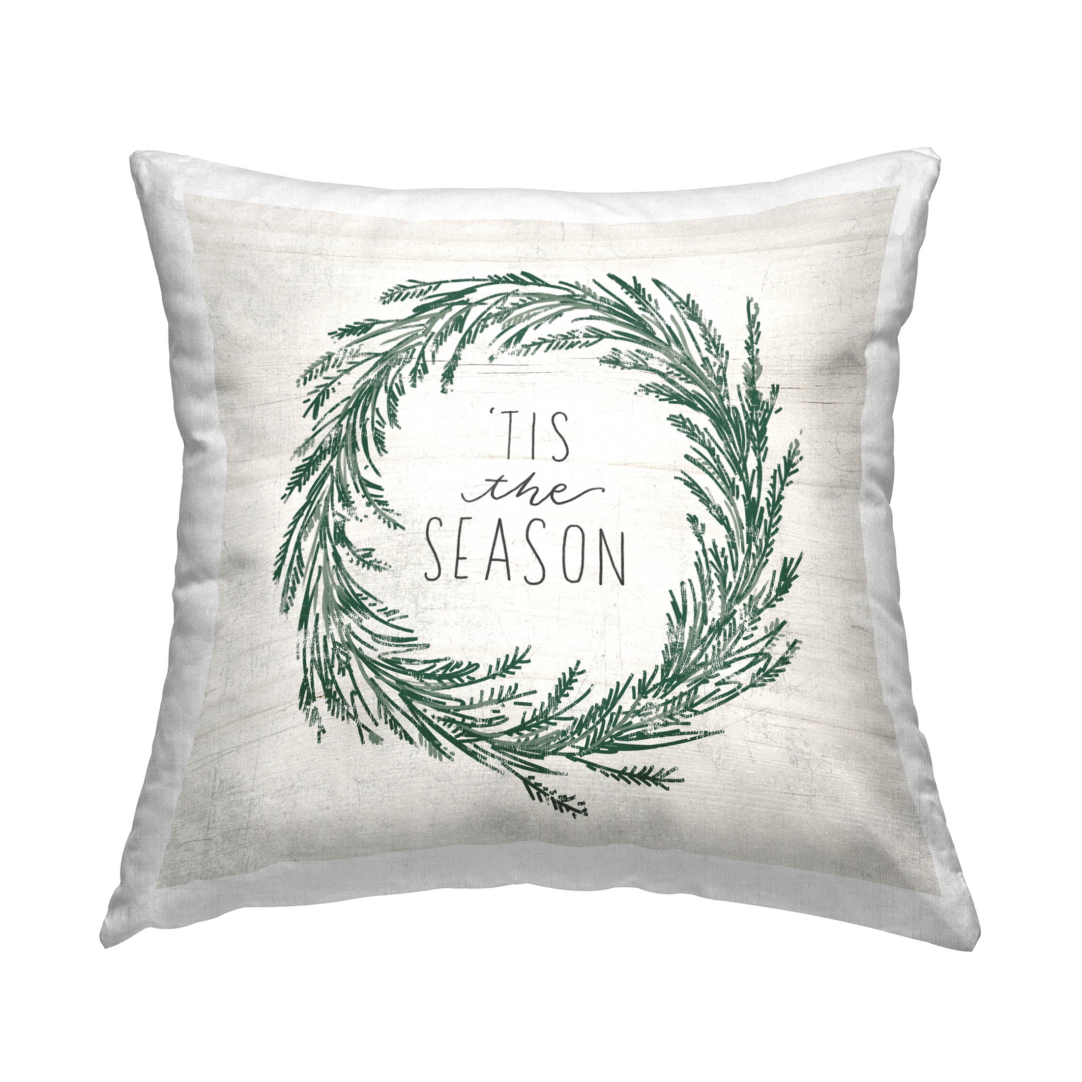 Stupell Industries Tis The Season Wreath Printed Throw Pillow Design by Loni Harris