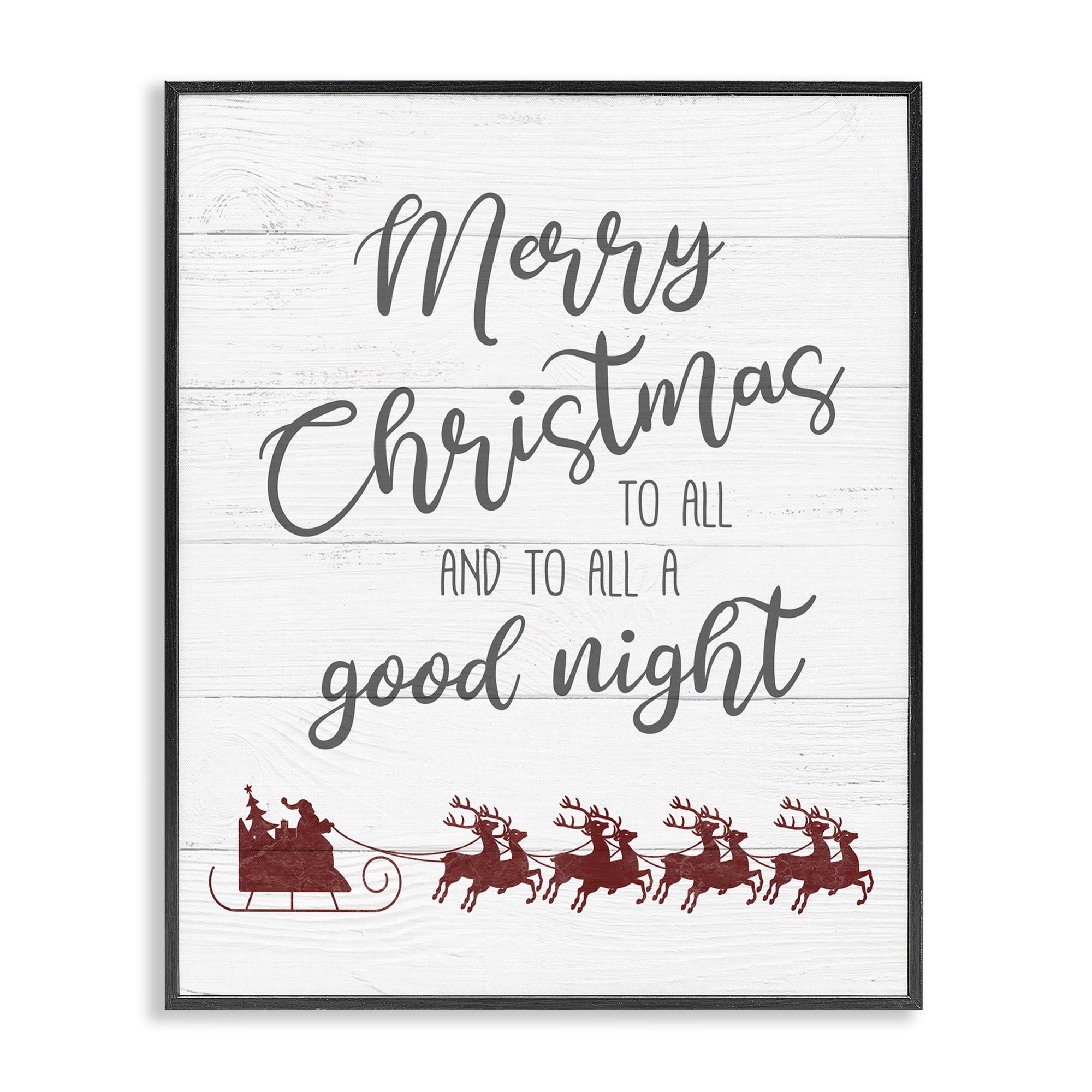 Stupell Industries To All A Good Night Christmas Holiday Painting Black Framed Art Prints Wall Art, 24 x 30