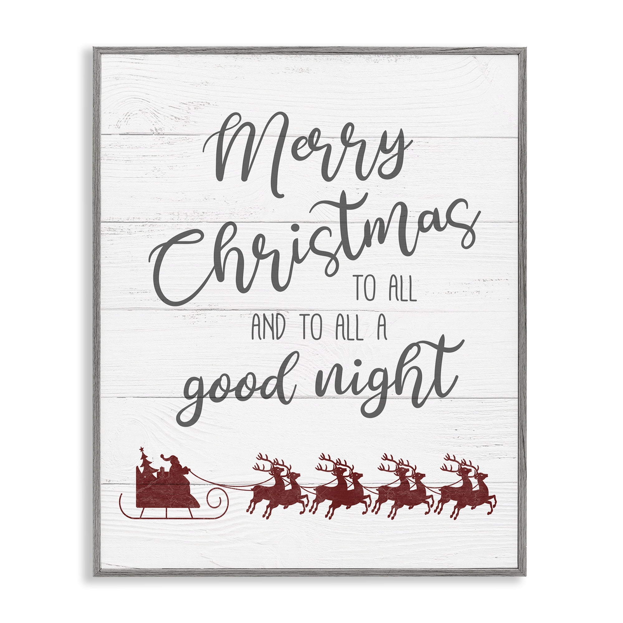 Stupell Industries To All A Good Night Christmas Holiday Painting Gray Framed Art Prints Wall Art, 16 x 20