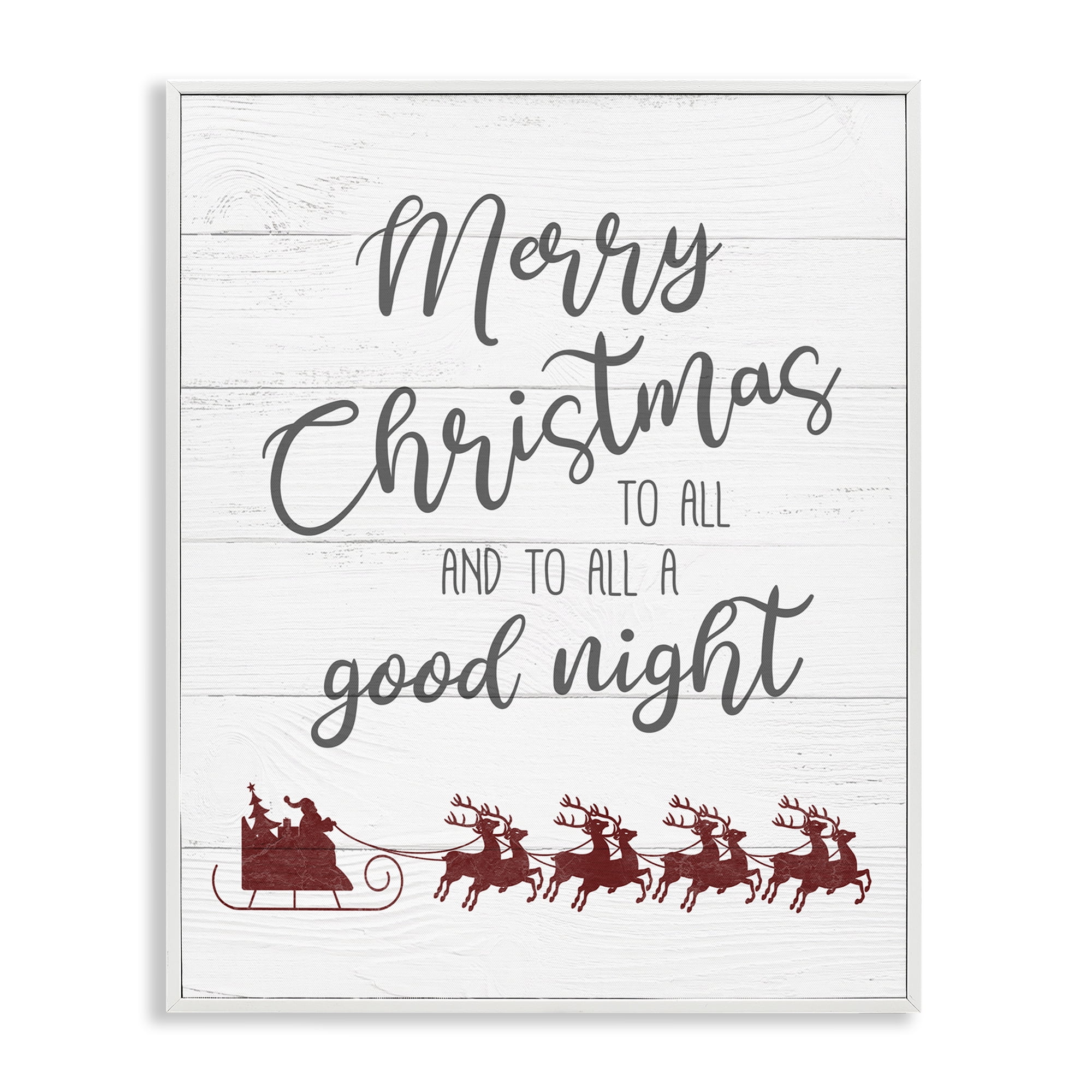 Stupell Industries To All A Good Night Christmas Holiday Painting White Framed Art Prints Wall Art, 11 x 14